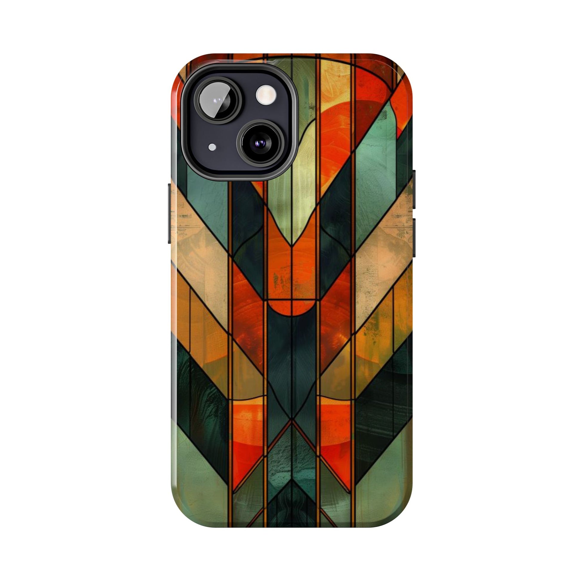 Noir Art Deco Colorful Stained Glass - Durable Dual Layer Iphone Case - Architect Phone Case