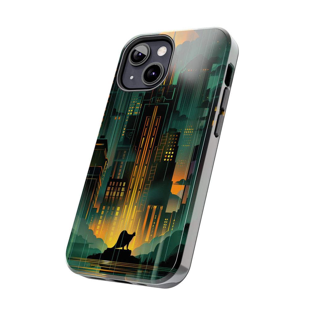 Nighttime Batman Phone Case - Gotham Art Deco Style - Noir Inspired Phone Cover - Dark Knight Accessory