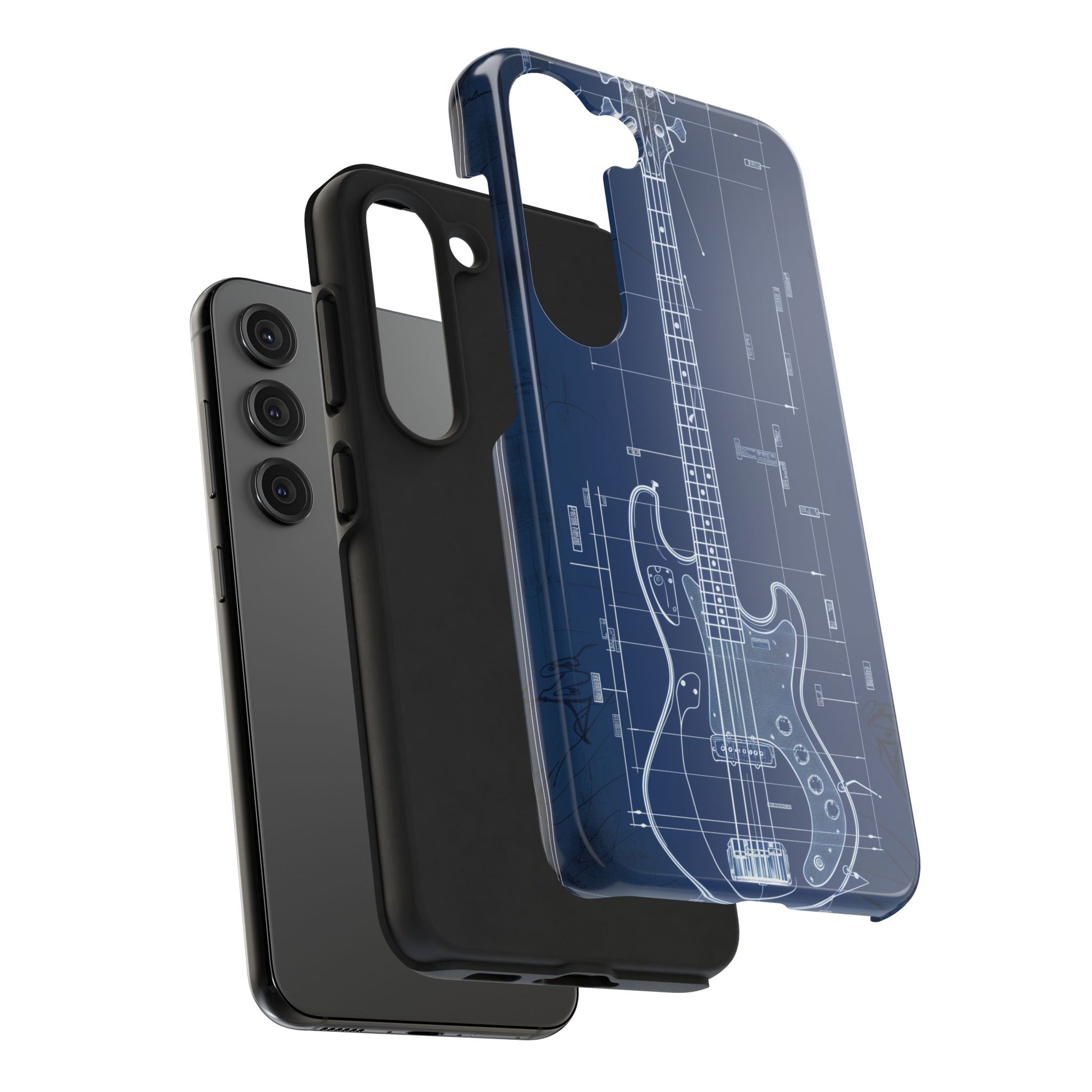 Guitar Phone Case Blueprint Schematic Vintage Custom Design Fender Gibson Rickenbacker Custom Rock Music Phone Accessories Musician Gift