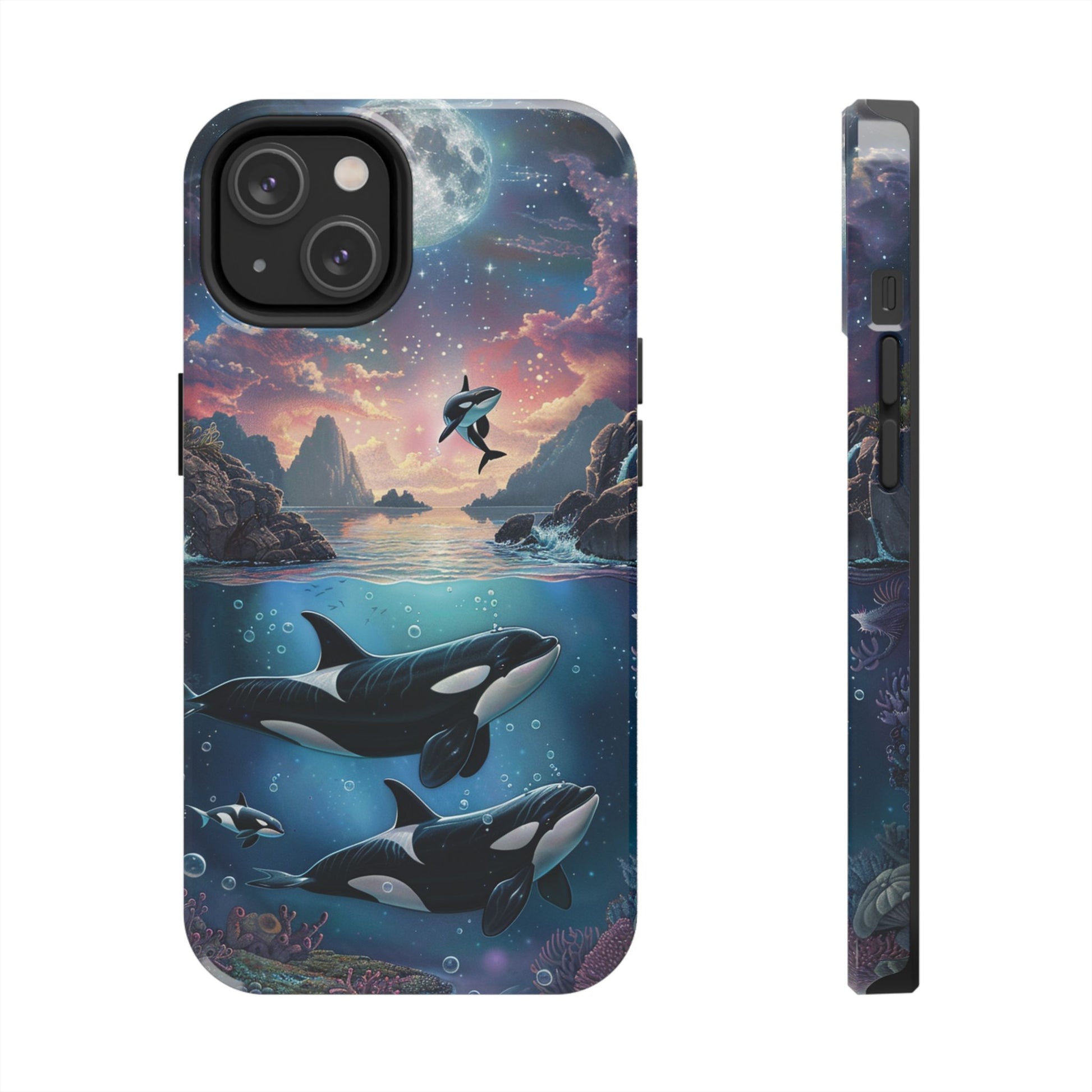Orca Killer Whales Phone Case Night Sky Space Stars Artwork Wayland Frank Ocean Life Durable and Mesmerizing iPhone 14 15 16 Pro Max Galaxy