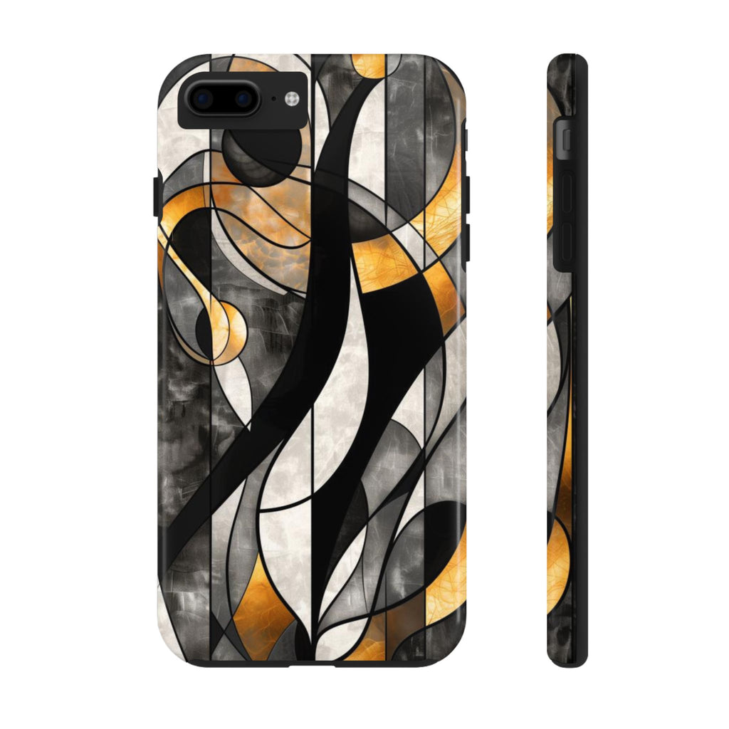 Noir Art Deco Stained Glass Style Phone Case - Unique and Stylish Design - Tough Dual Layer iPhone Case