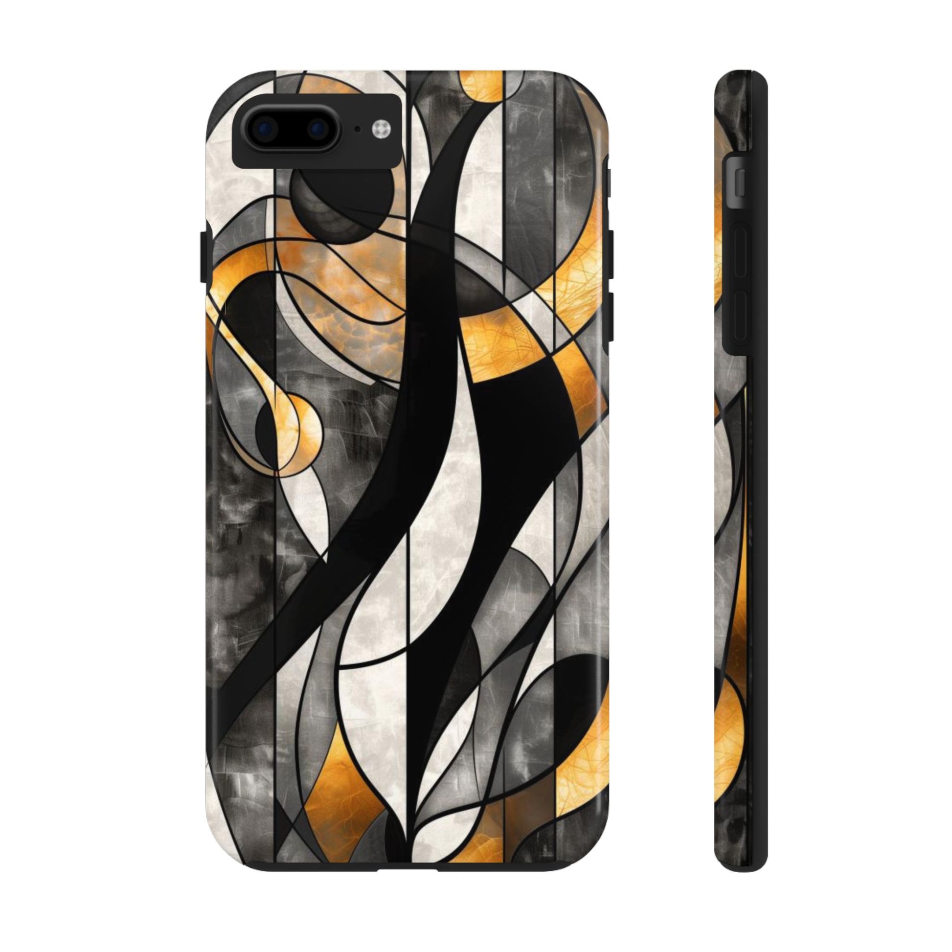Noir Art Deco Stained Glass Style Phone Case - Unique and Stylish Design - Tough Dual Layer iPhone Case