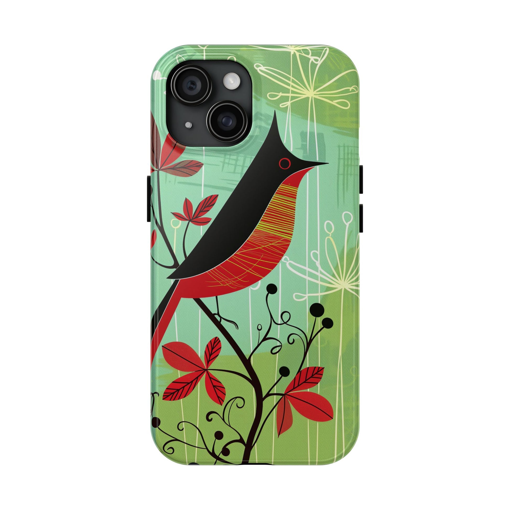 Mid Century Modern Animal Phone Case, Atomic Birds, Bird Iphone Case,Earth Tone Colors, Retro Style Smartphone Cover, iphone 14 Case, Apple
