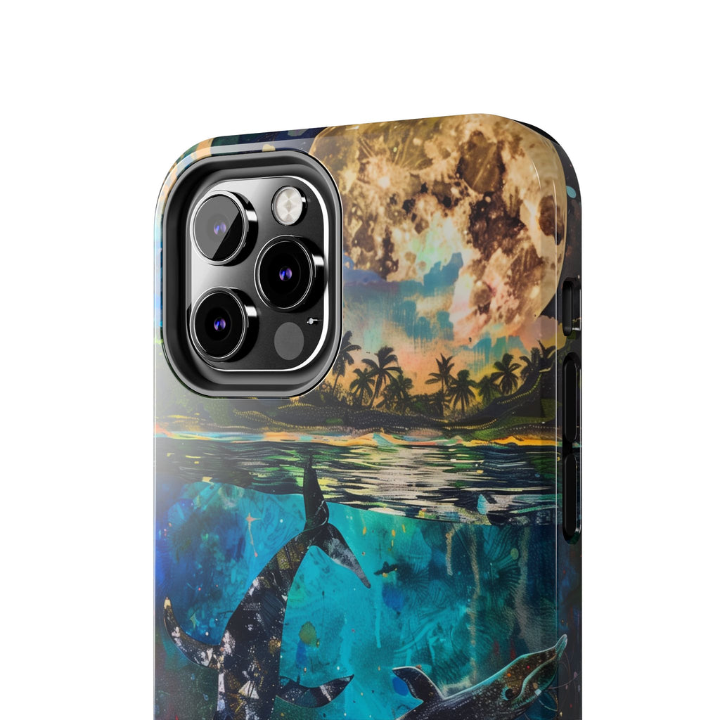 Abstract Moonlit Whales Underwater Phone Case - Durable and Stunning Protective Cover