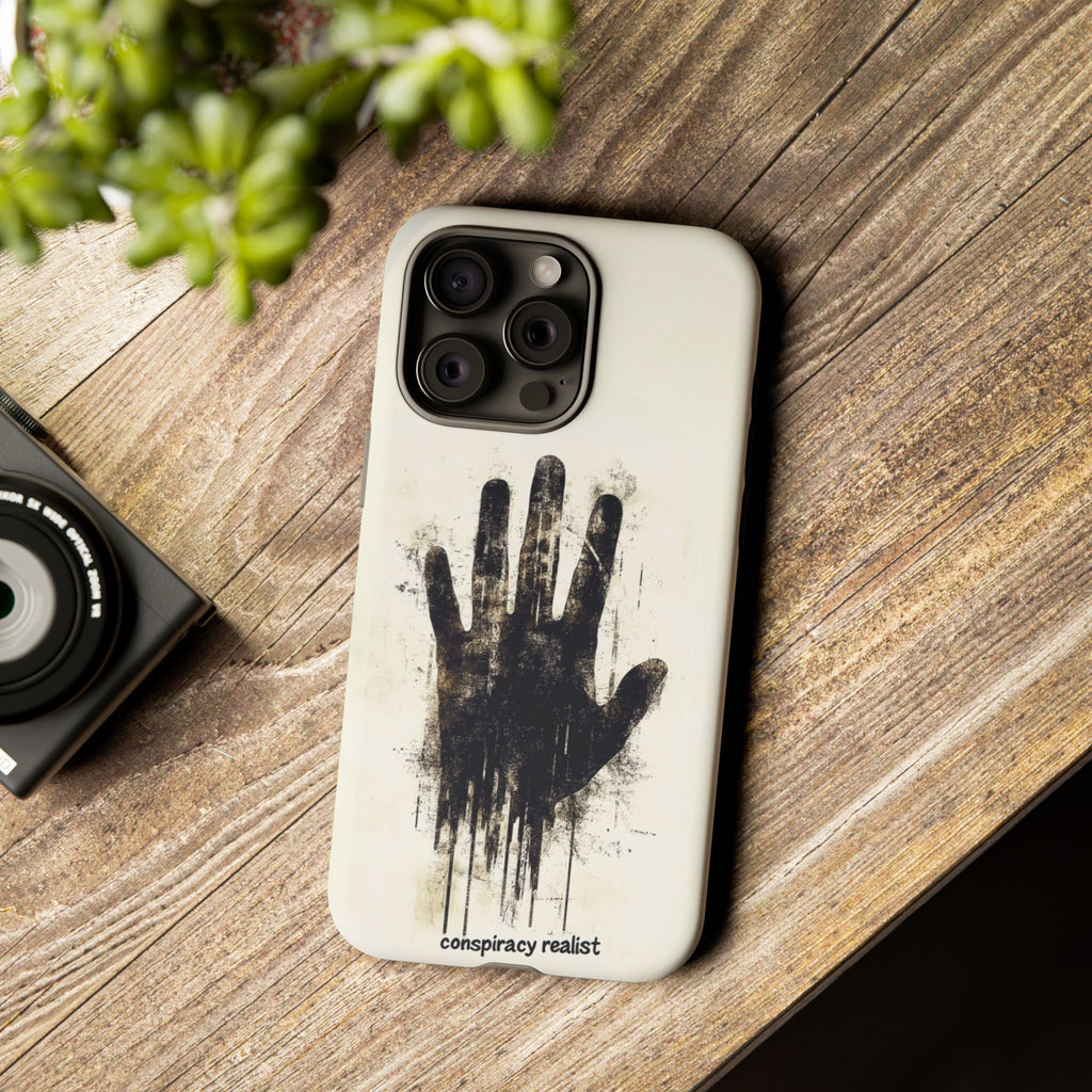 Conspiracy Realist Paranormal Mystery Design X-Files Inspired Ghostly Hand Conspiracy Theory Creepy iPhone 13 14 15 16 Pro Max Galaxy Pixel