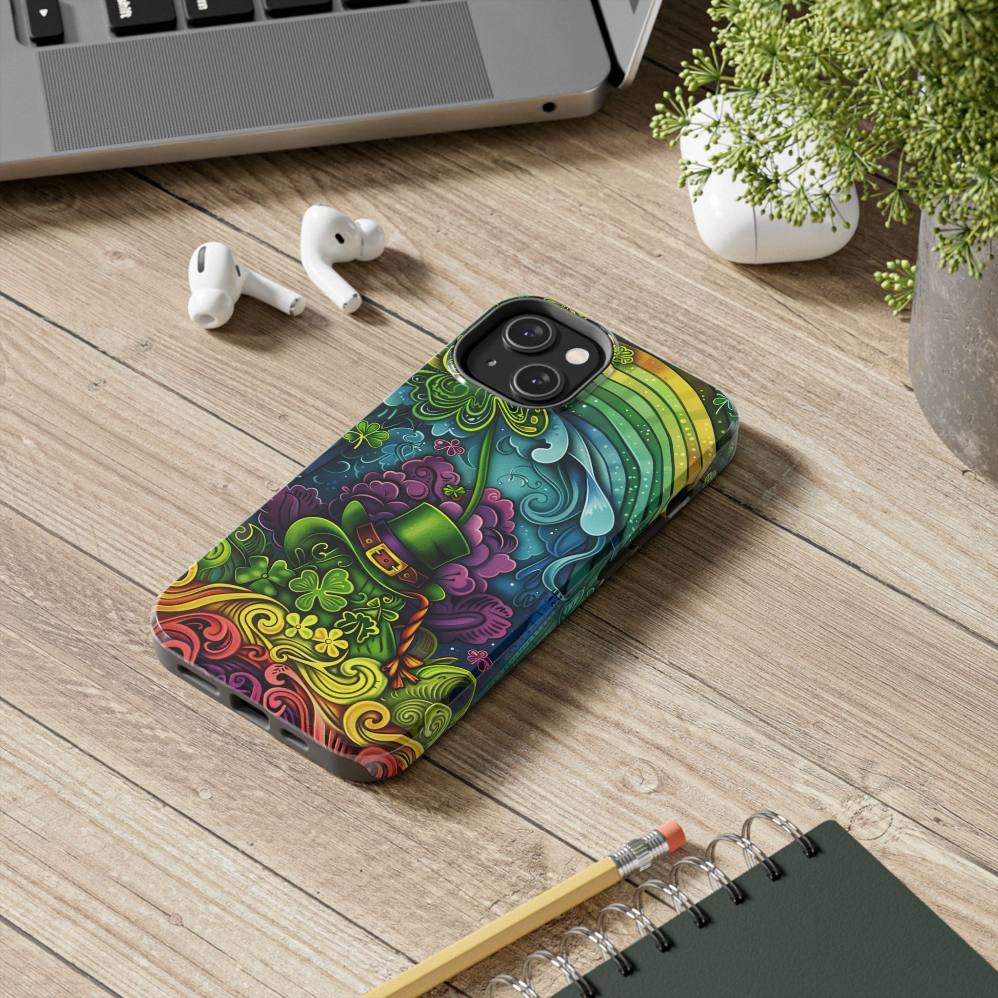 St. Patrick's Day Lucky Phone Case, Green Shamrock Protective Cover, Durable Irish Luck Phone Accessory, Holiday Gift Idea