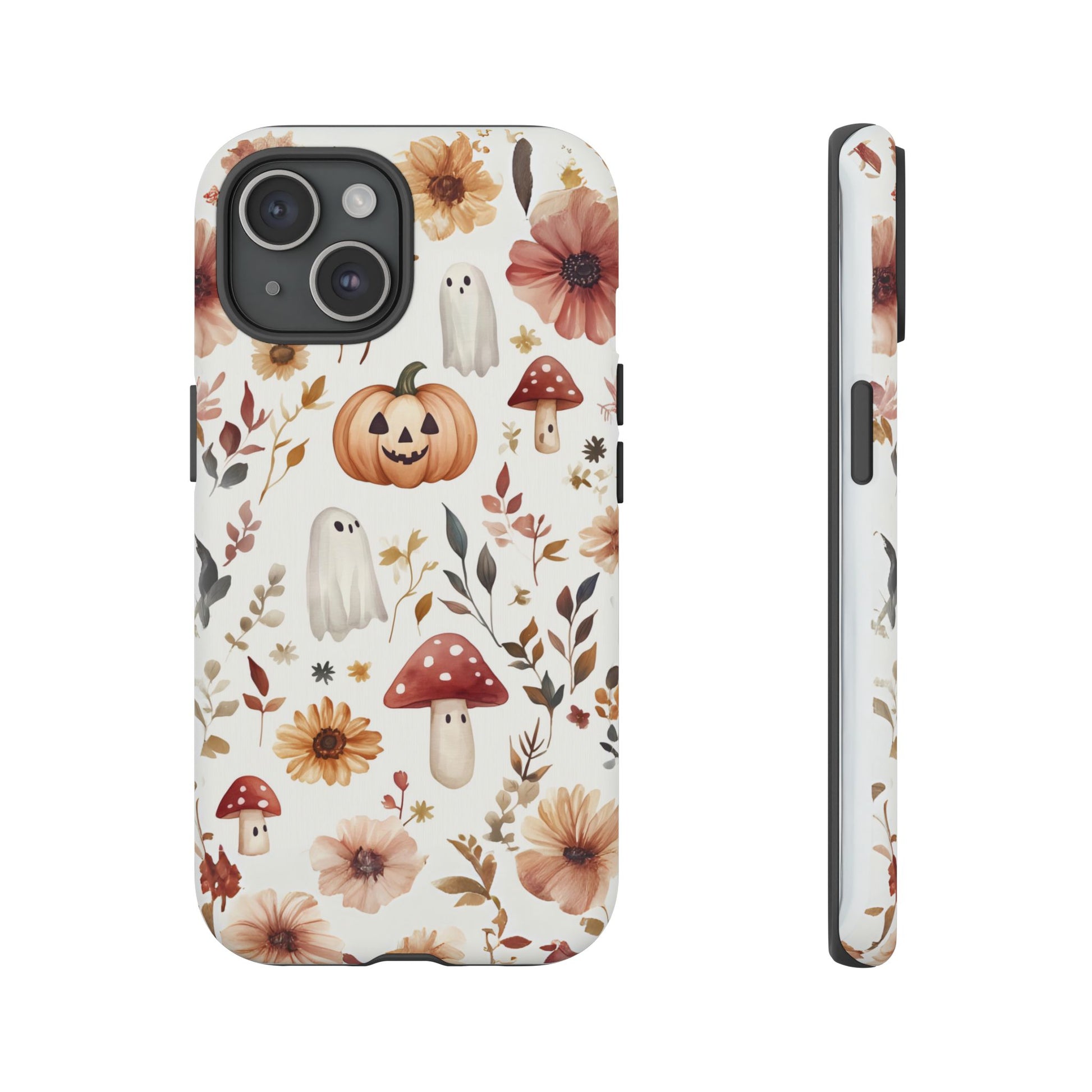 Cottagecore Fall Floral Phone Case for iPhone Samsung Pixel Autumn Pumpkin Tough Case iPhone 16 15 14 13 Pro Max