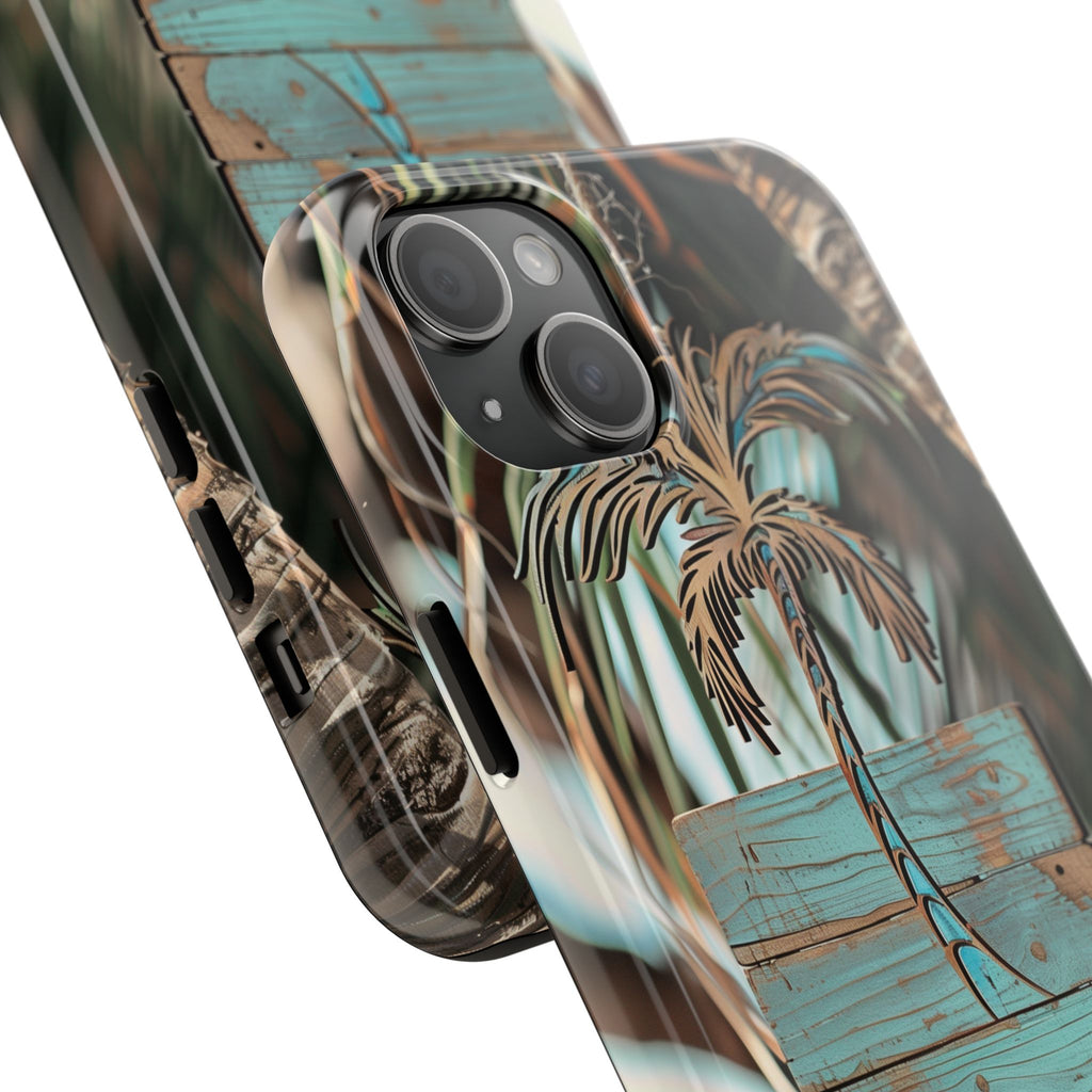 Durable Phone Case with Palm Tree Charm