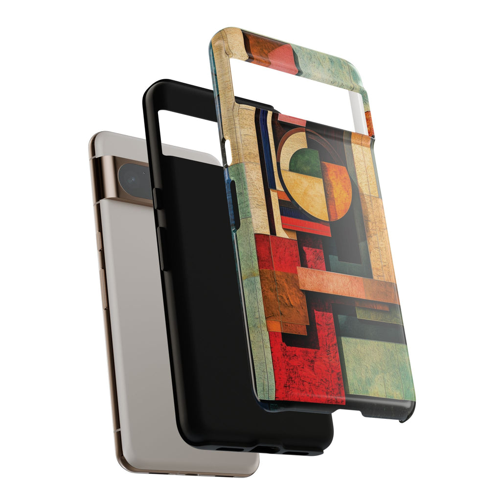 Tan Prairie Style Frank Lloyd Wright Usonian Phone Case Geometric Stained Glass Art Deco Marble Gold 13 14 15 16 iPhone Pro Max Galaxy Pixel