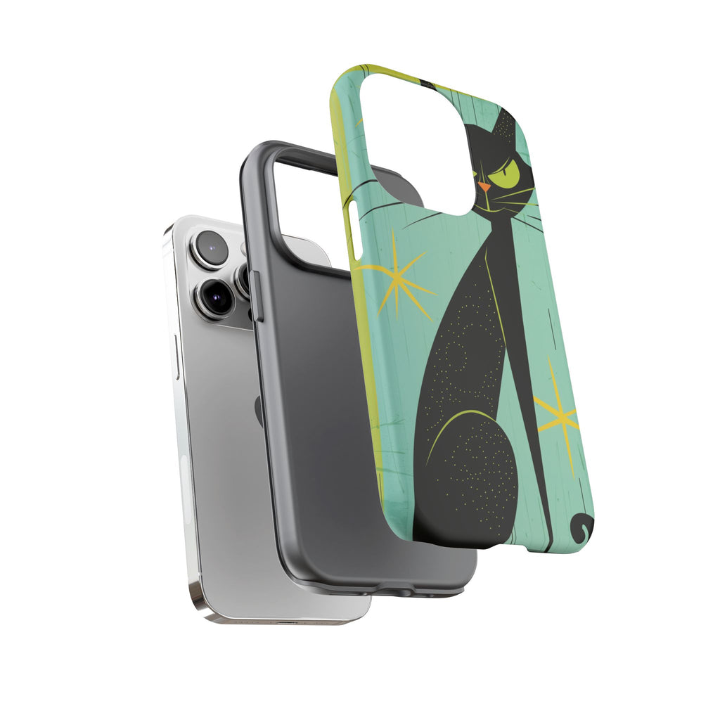 Mid-Century Modern Phone Case, Mid Mod Android Case, Atomic Cats Android Case, Retro Chic Smartphone Cover, Unique Artistic Phone Accessory