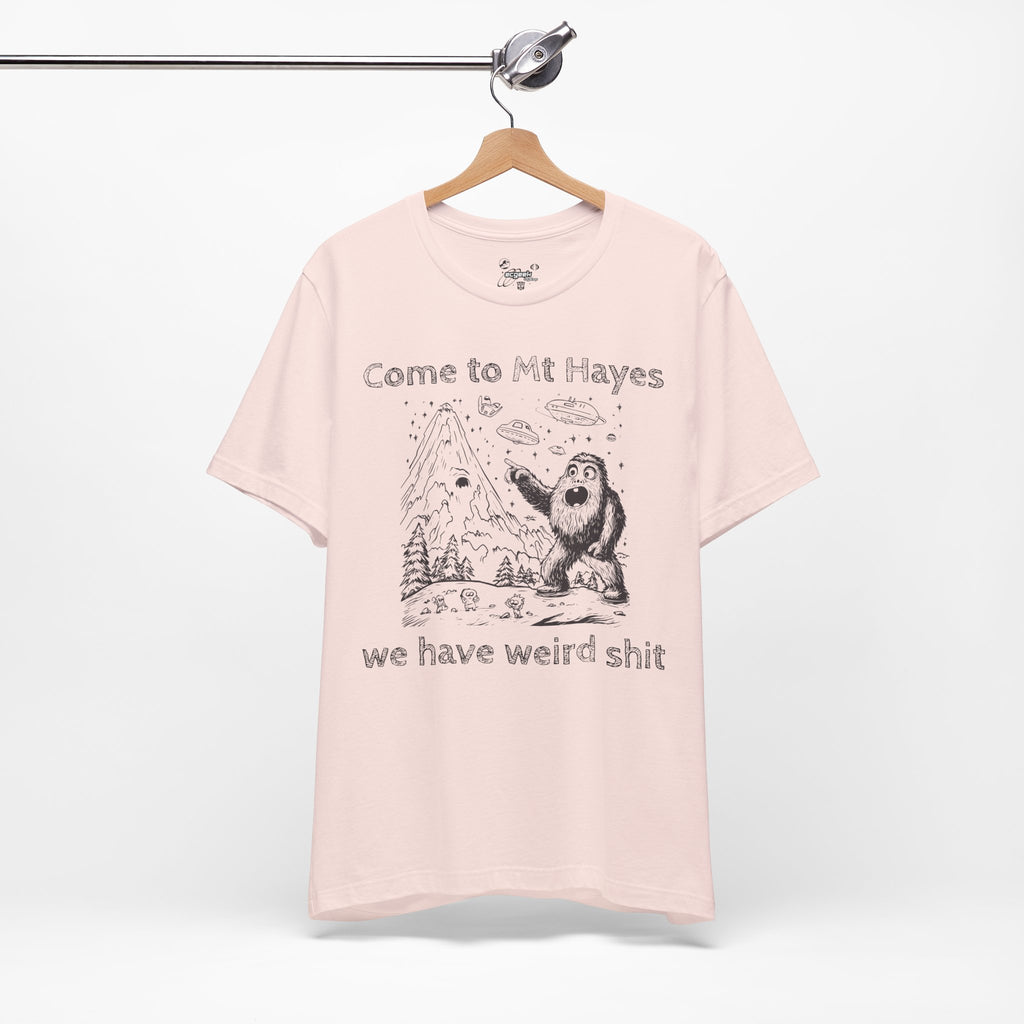 Alien Conspiracy Unisex Tee, Bigfoot Mountain Sketch Shirt, UFO Weird Stuff Tshirt, California Men's Top, Space Extraterrestrial Shirt