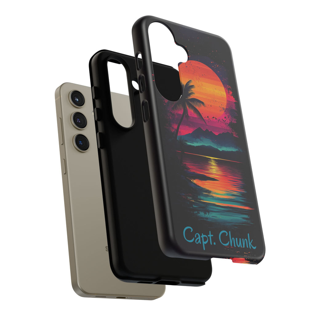 Custom Personalized Retro Palm Tree Sunset Phone Case iPhone 14 15 16 Pro Max Galaxy S24 Google Pixel Mountain Beach Fantasy Surfing Neon