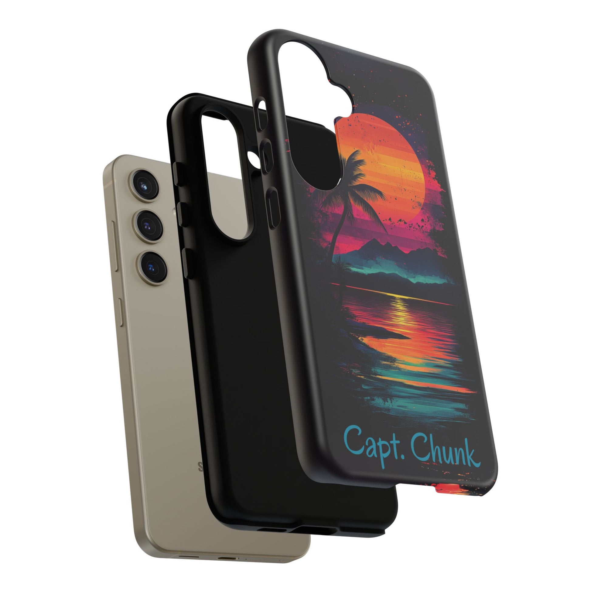 Custom Personalized Retro Palm Tree Sunset Phone Case iPhone 14 15 16 Pro Max Galaxy S24 Google Pixel Mountain Beach Fantasy Surfing Neon