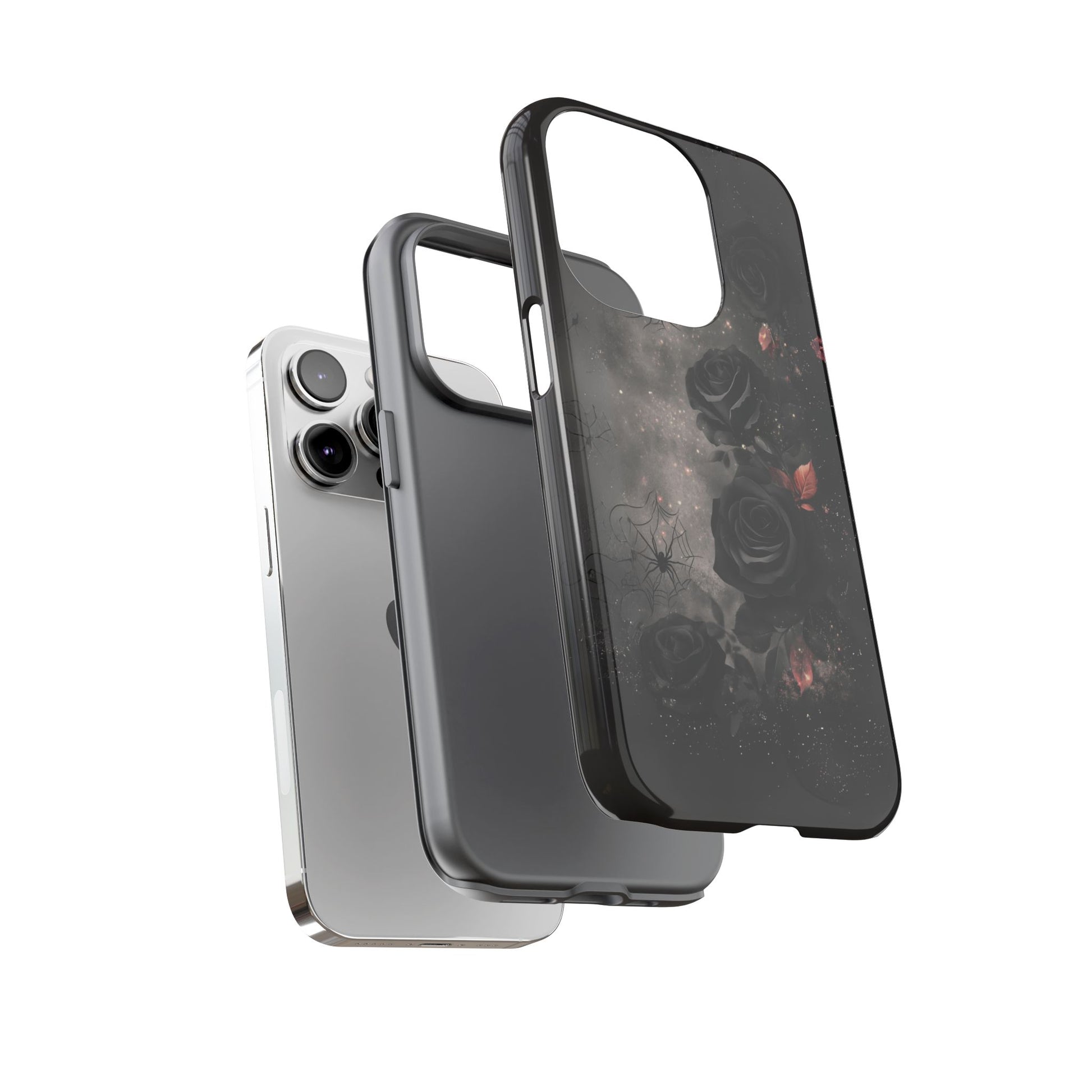 Gothic Floral Phone Case Dark Academia Black Roses Spider Webs Space Witchcraft Night Sky iPhone 13 14 15 16 Pro Max Galaxy Pixel