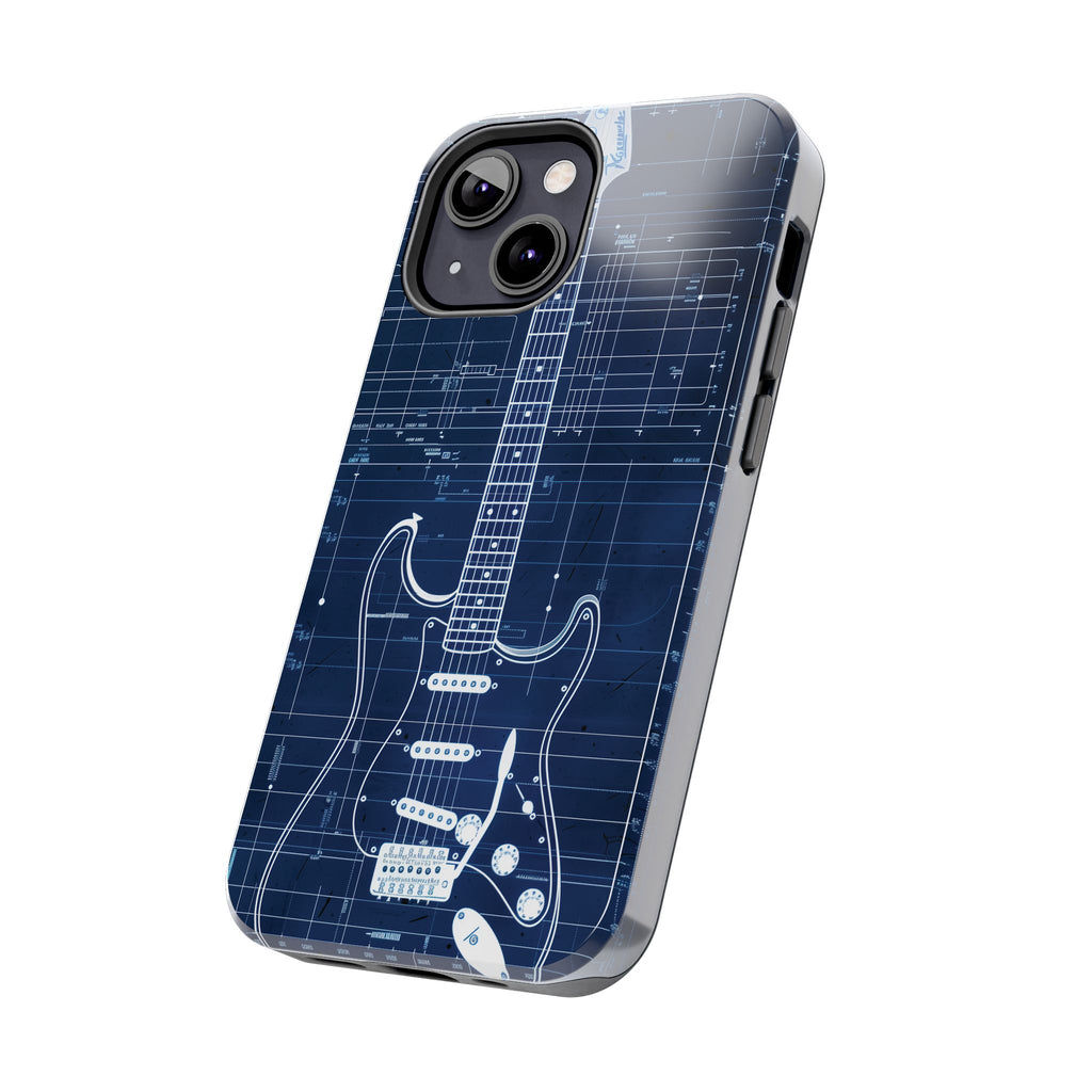 Guitar Phone Case, Guitar Blueprint iPhone Cover, Vintage Guitar Design, Custom iPhone Covers, Rock Music Phone Accessories, Musician Gift