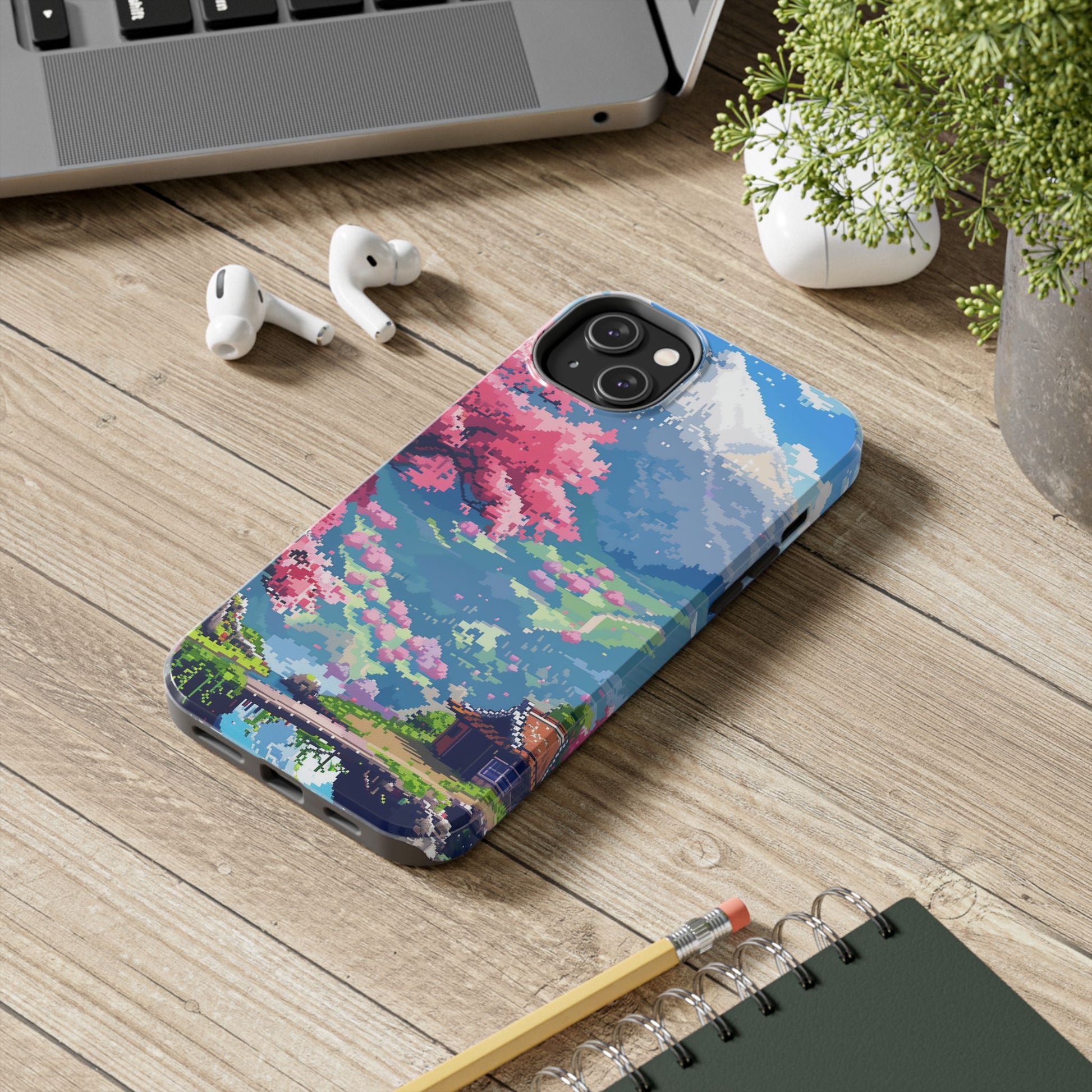 Pixel Art Video Game Landscapes Phone Case, Retro Gaming Pixelated Design, Geeky Gamer Phone Cover, Unique Video Game Art Accessories