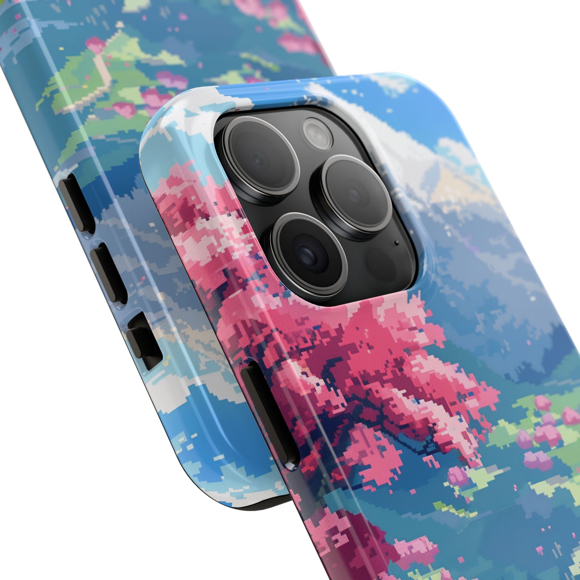 Pixel Art Video Game Landscapes Phone Case, Retro Gaming Pixelated Design, Geeky Gamer Phone Cover, Unique Video Game Art Accessories