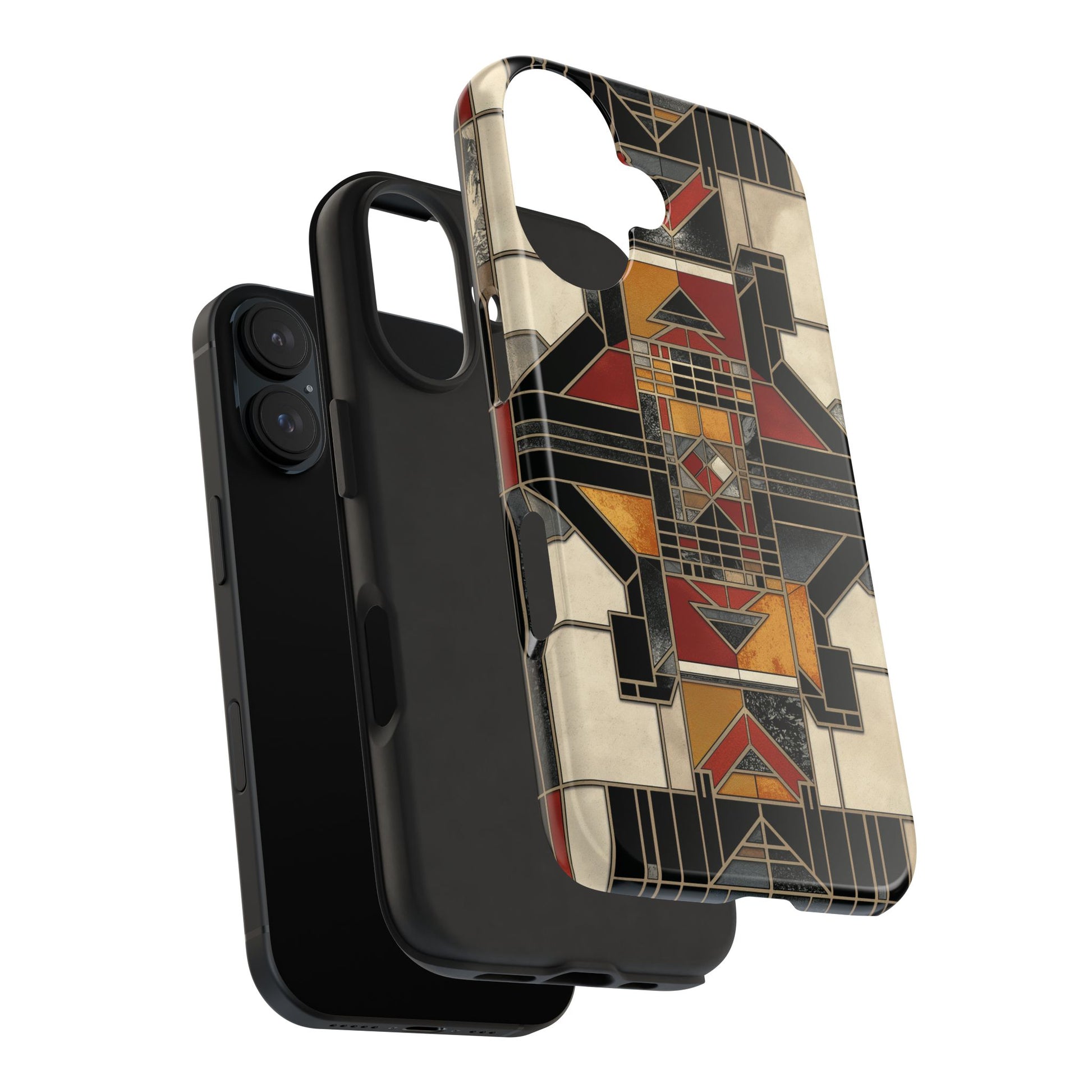 Frank Lloyd Wright Inspired Stained Glass Phone Case - Geometric Elegance for iPhone Models