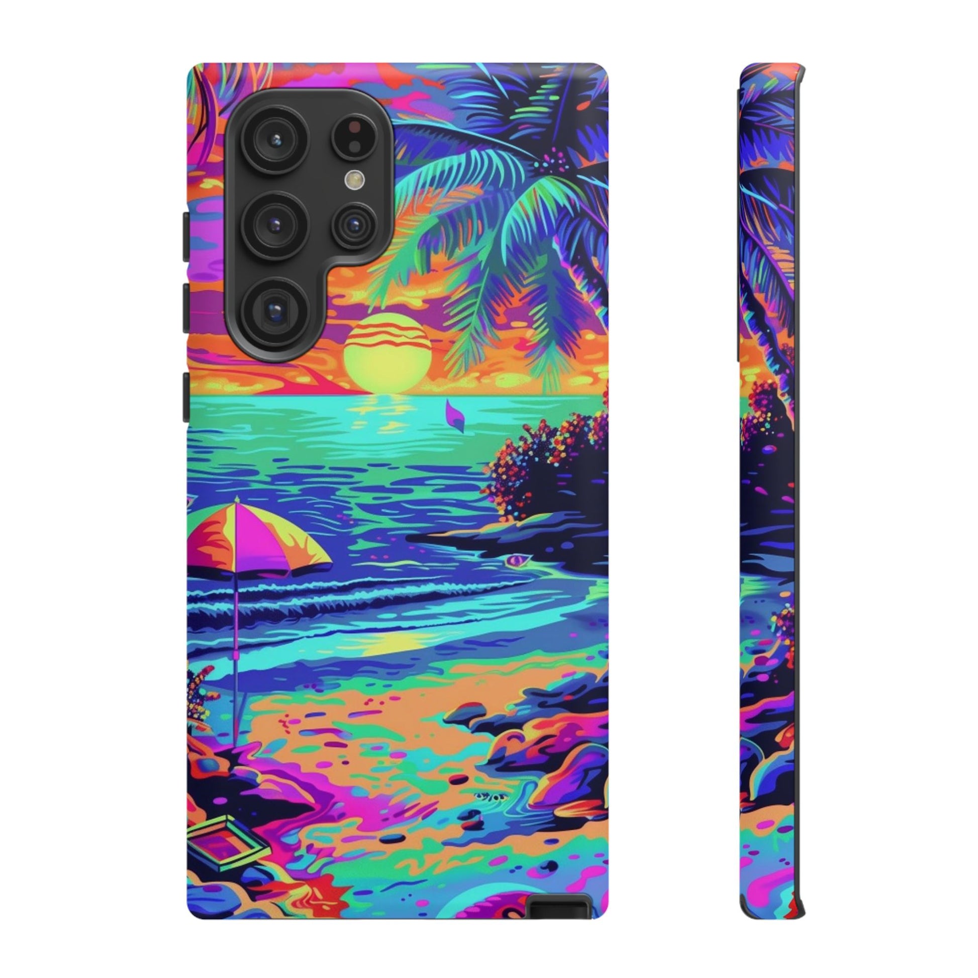 Beach Bliss: Durable Android Phone Case with Lisa Frank Style