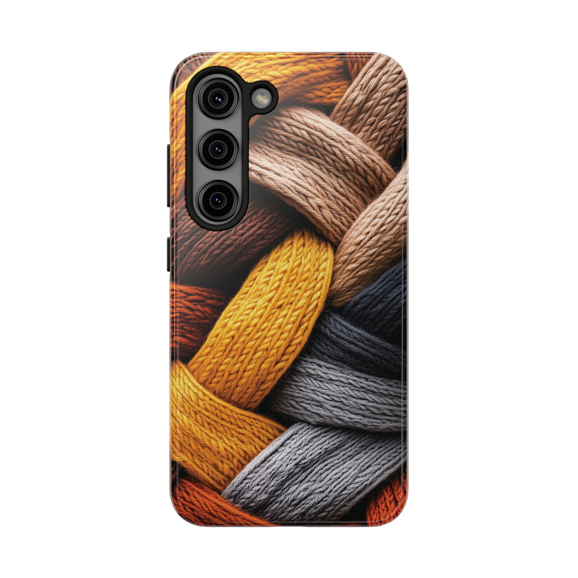 Cozy Boho Fall Knit Sweater Cottagecore Phone Case Boho Embroidered Fall Colors Phone Cover for iPhone 13 14 15 Pro, Samsung Galaxy S22 S23