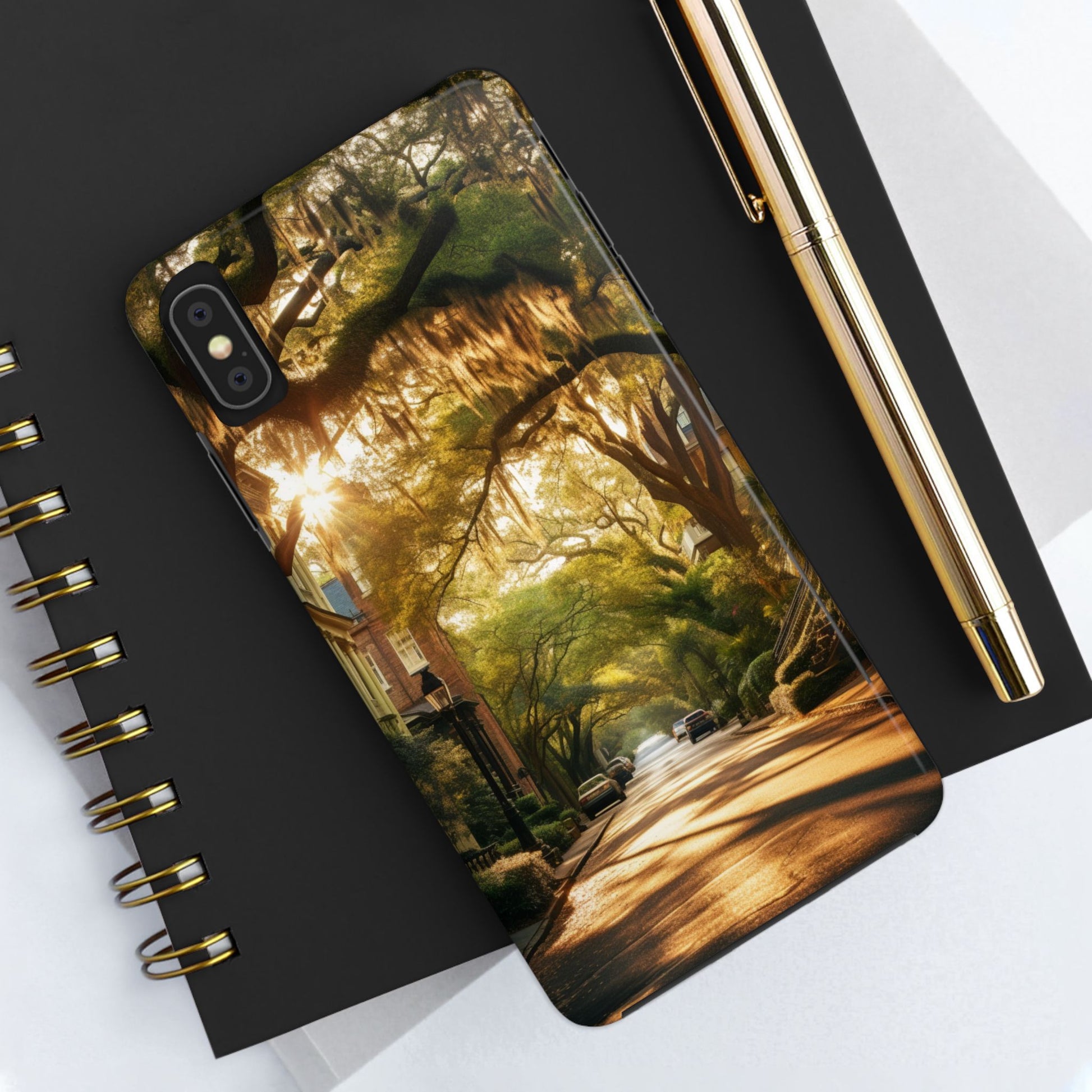 Historic Savannah Georgia Street Scene Phone Case - Unique Protective Cover for iPhone Models, Perfect Souvenir or Gift