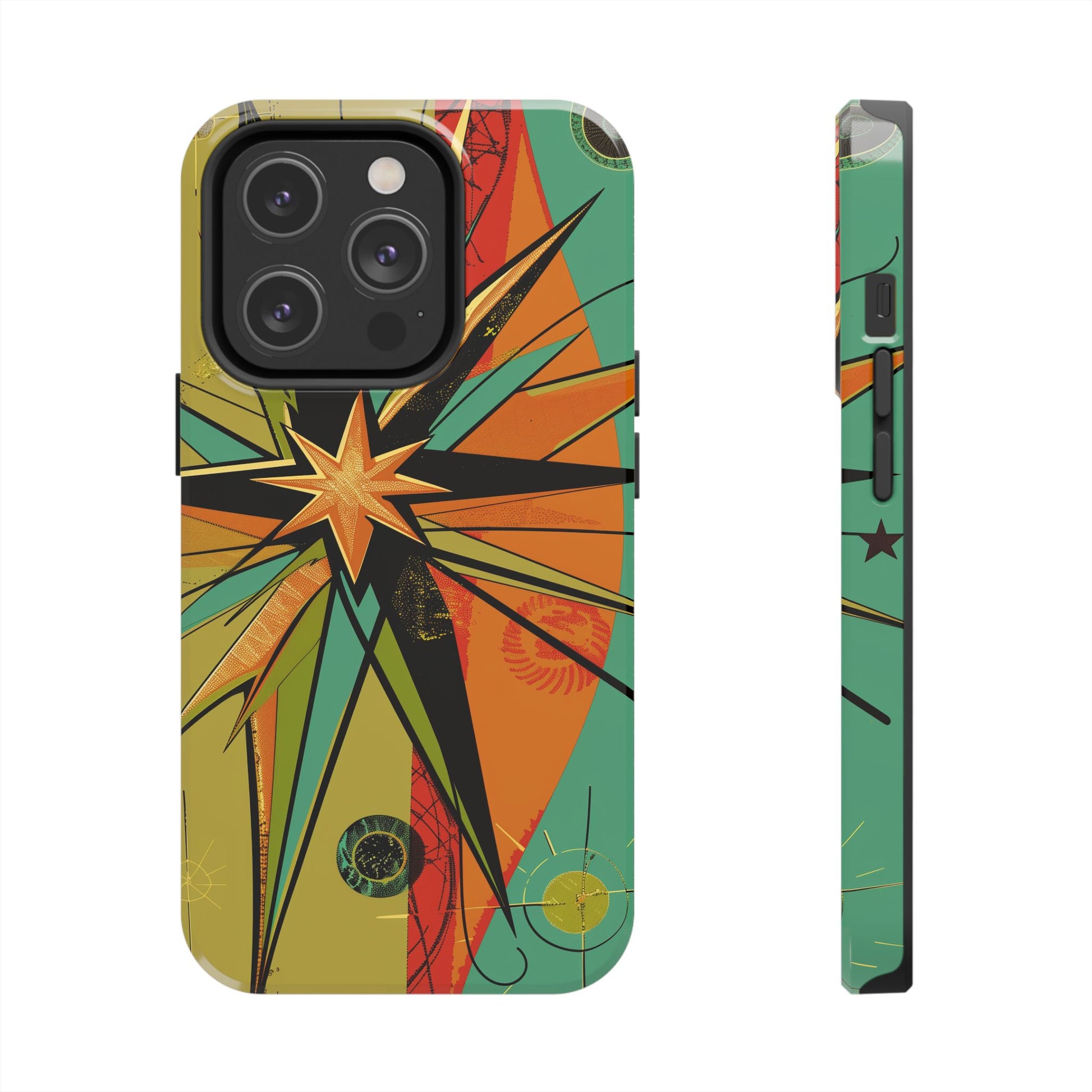 Mid Century Modern Star Design Phone Case, Earth Tone Colors, Retro Style Smartphone Cover, Vintage Phone Case, iPhone 14 Case, Apple iPhone