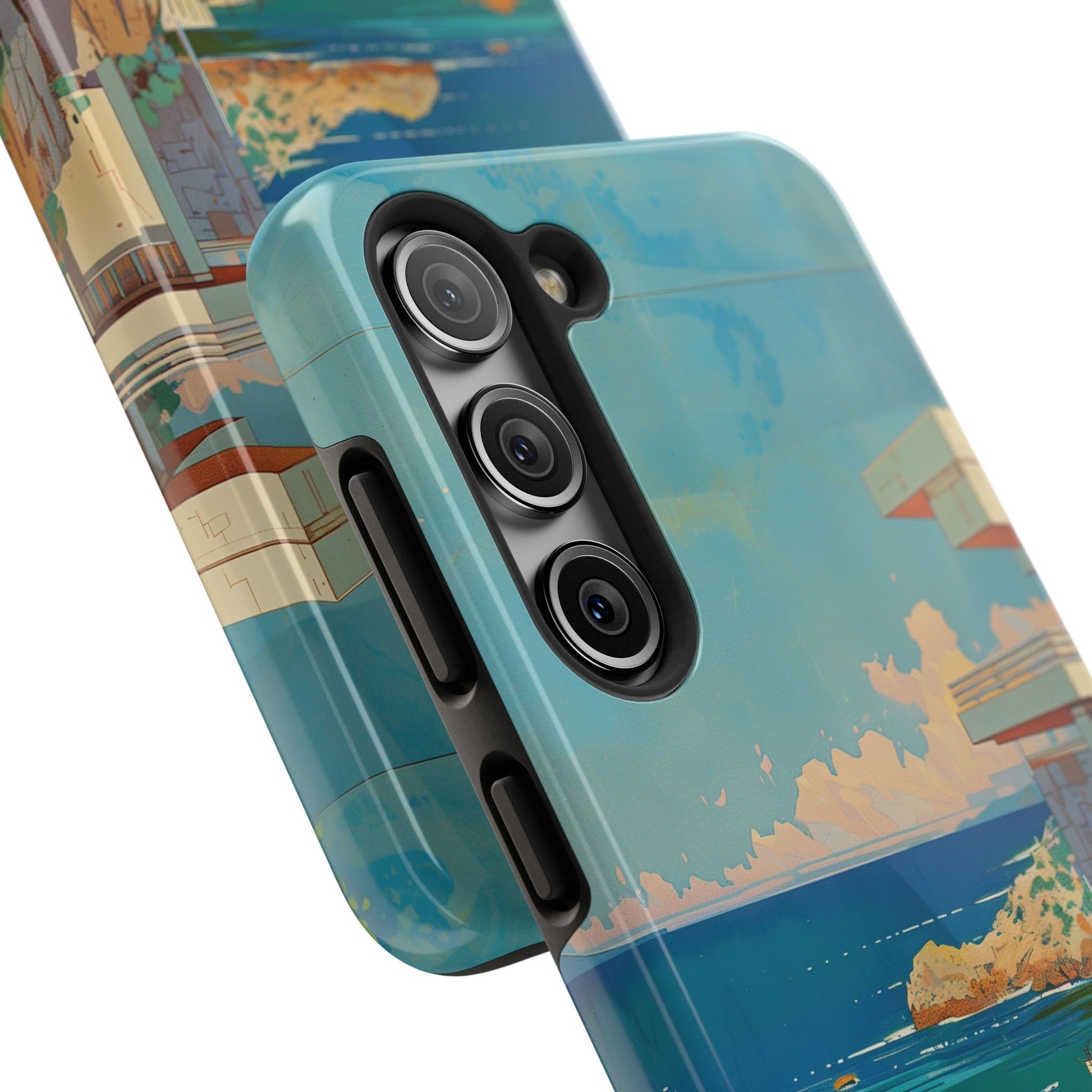 Retro Beach Scene Phone Case, Vintage Tropical Ocean iPhone Case, Summer Beach Phone Cover for iPhone, iphone 15 pro max