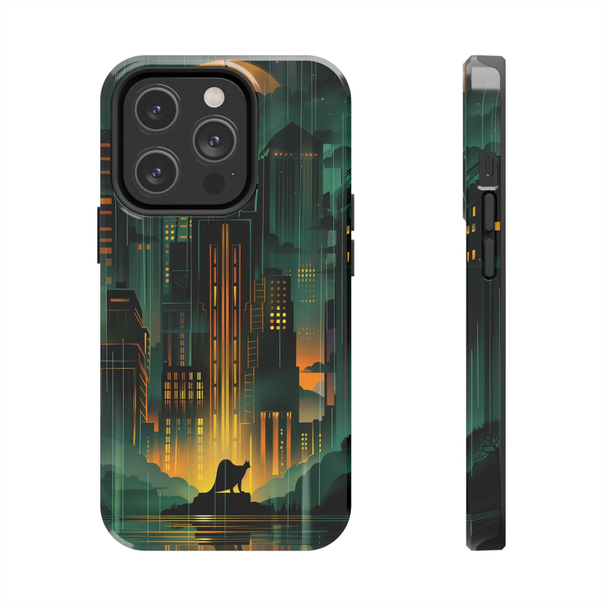 Nighttime Batman Phone Case - Gotham Art Deco Style - Noir Inspired Phone Cover - Dark Knight Accessory