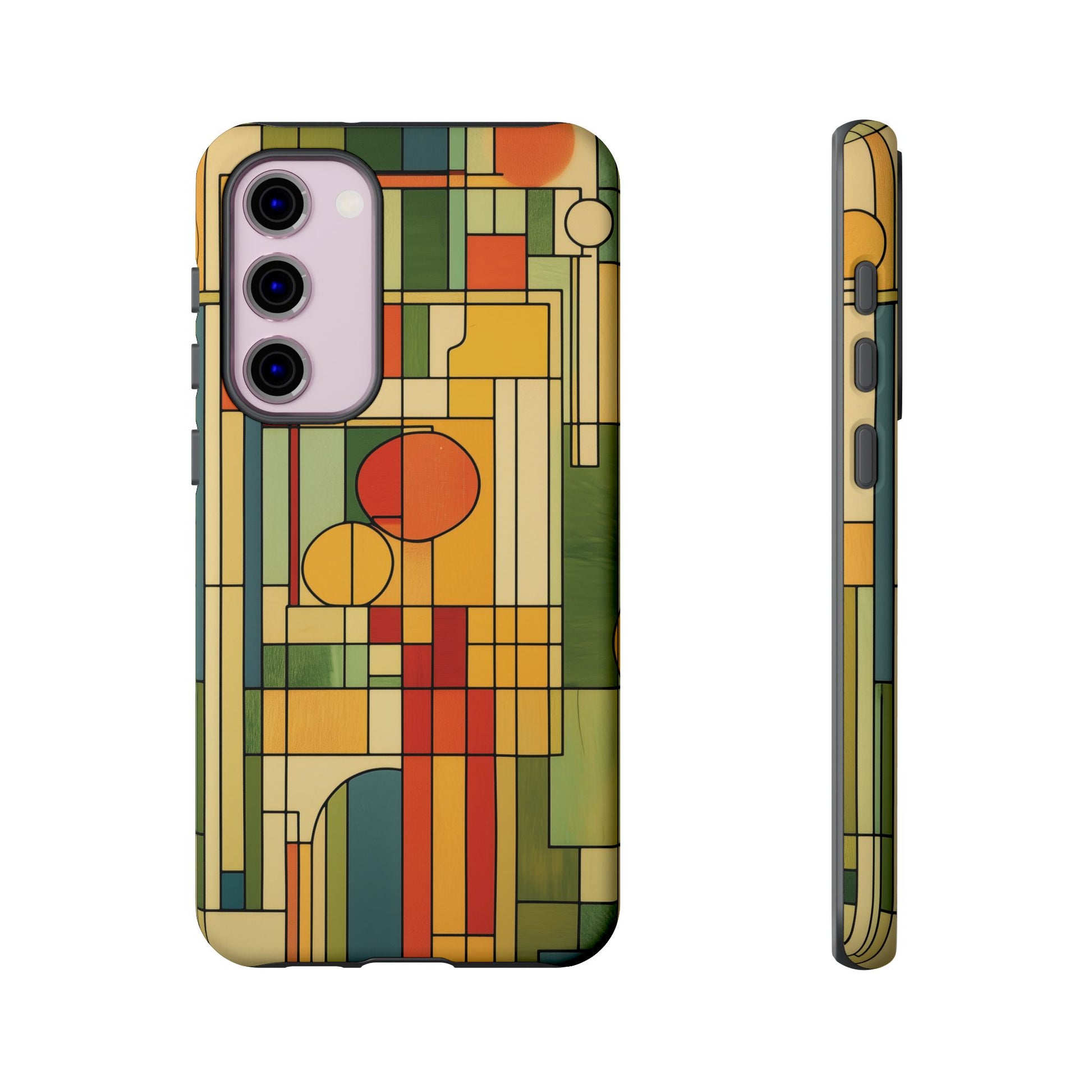 Frank Lloyd Wright Inspired Prairie Style Usonian Phone Case Geometric Stained Glass Art Deco 13 14 15 16 iPhone Pro Max Galaxy Pixel