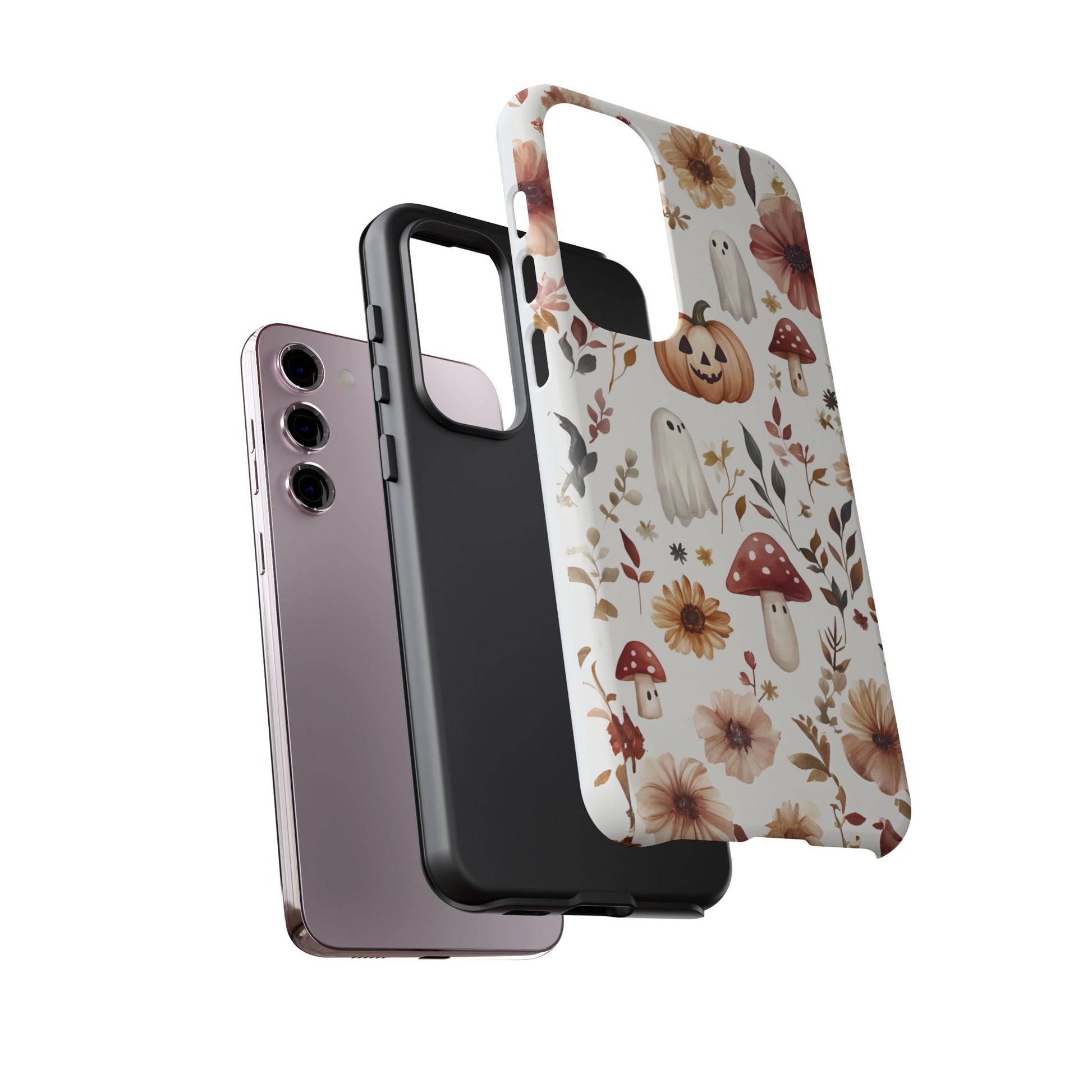 Cottagecore Fall Floral Phone Case for iPhone Samsung Pixel Autumn Pumpkin Tough Case iPhone 16 15 14 13 Pro Max