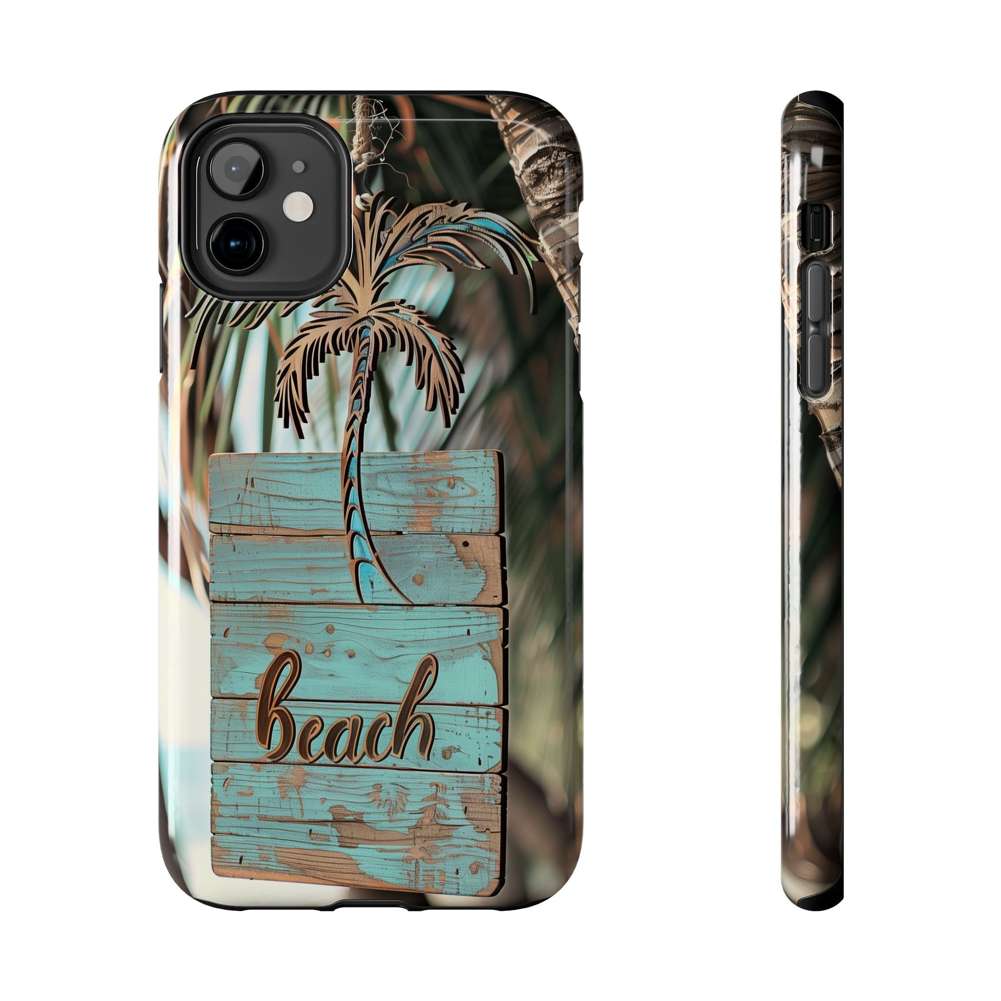 Durable Phone Case with Palm Tree Charm