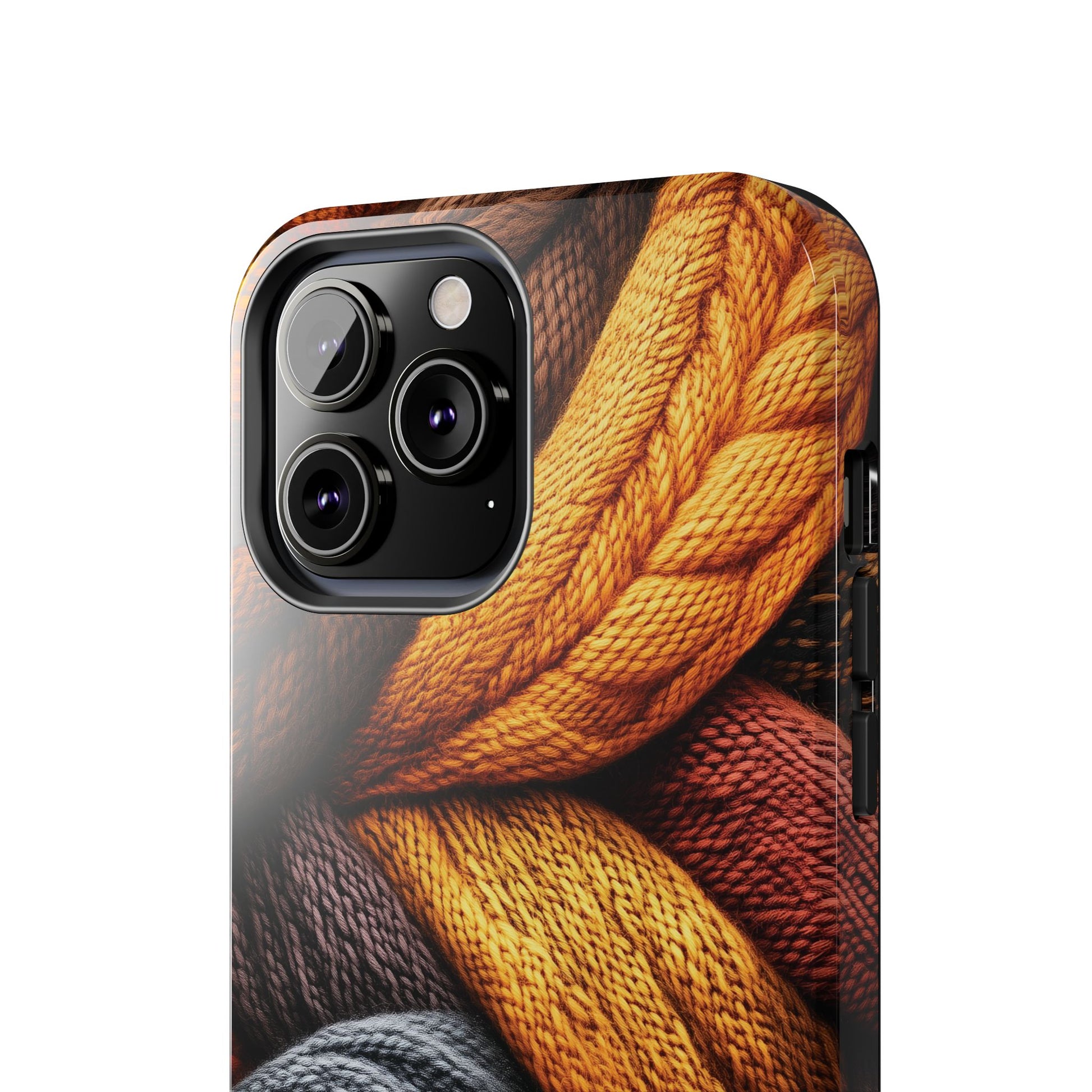 Fall Knit Sweater Cozy Cottagecore Phone Case Boho Embroidered Fall Colors Phone Cover for iPhone 13 14 15 Pro, Samsung Galaxy S22 S23