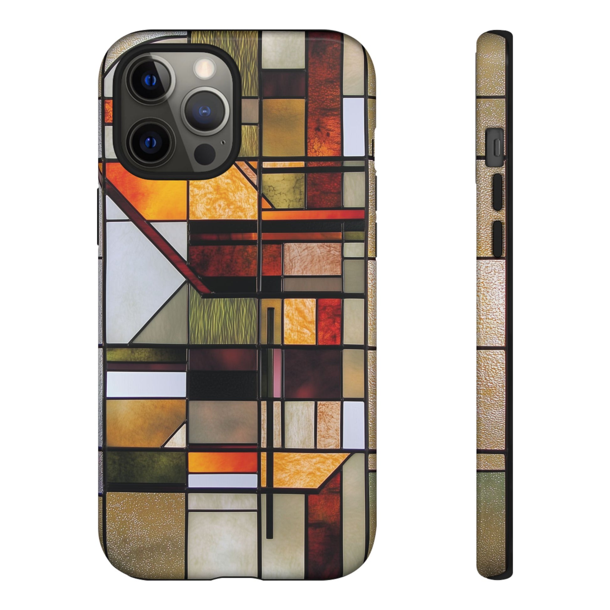 Stained Glass Phone Case Art Deco Frank Lloyd Wright Cottage Core Usonian Prairie Style Geometric Stylish  iPhone 14 15 16 Pro