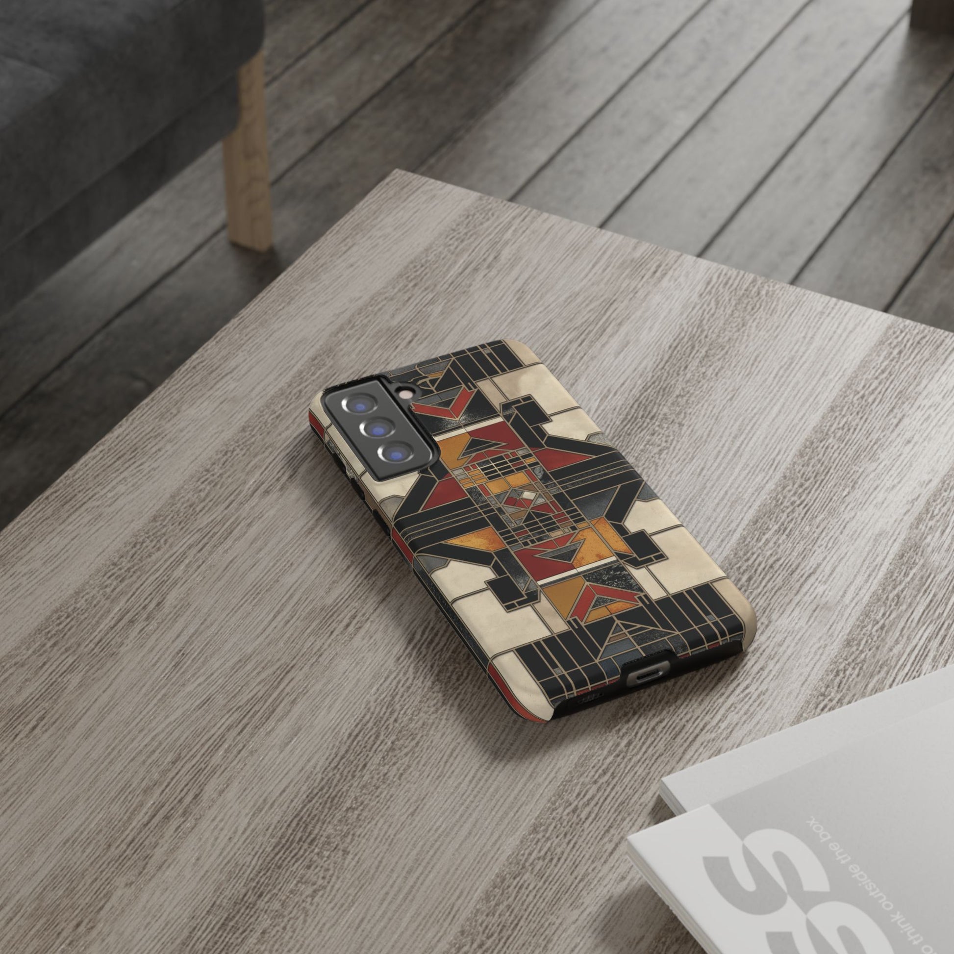 Stained Glass Art Deco Southwest Prairie Style Frank Lloyd Phone Case Geometric Marble Gold 13 14 15 16 iPhone Pro Max Galaxy Pixel