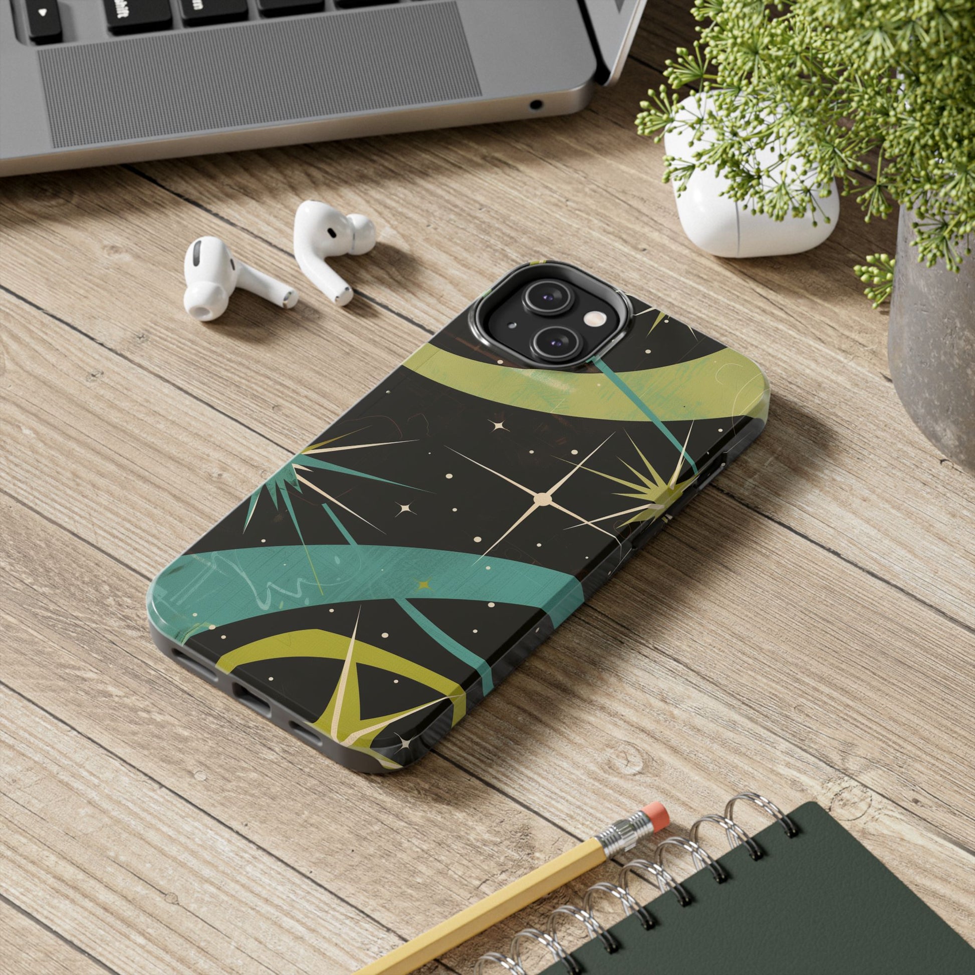 Mid Century Modern Star Design Phone Case, Earth Tone Colors, Retro Style Smartphone Cover, Vintage Phone Case, iPhone 14 Case, Apple iPhone