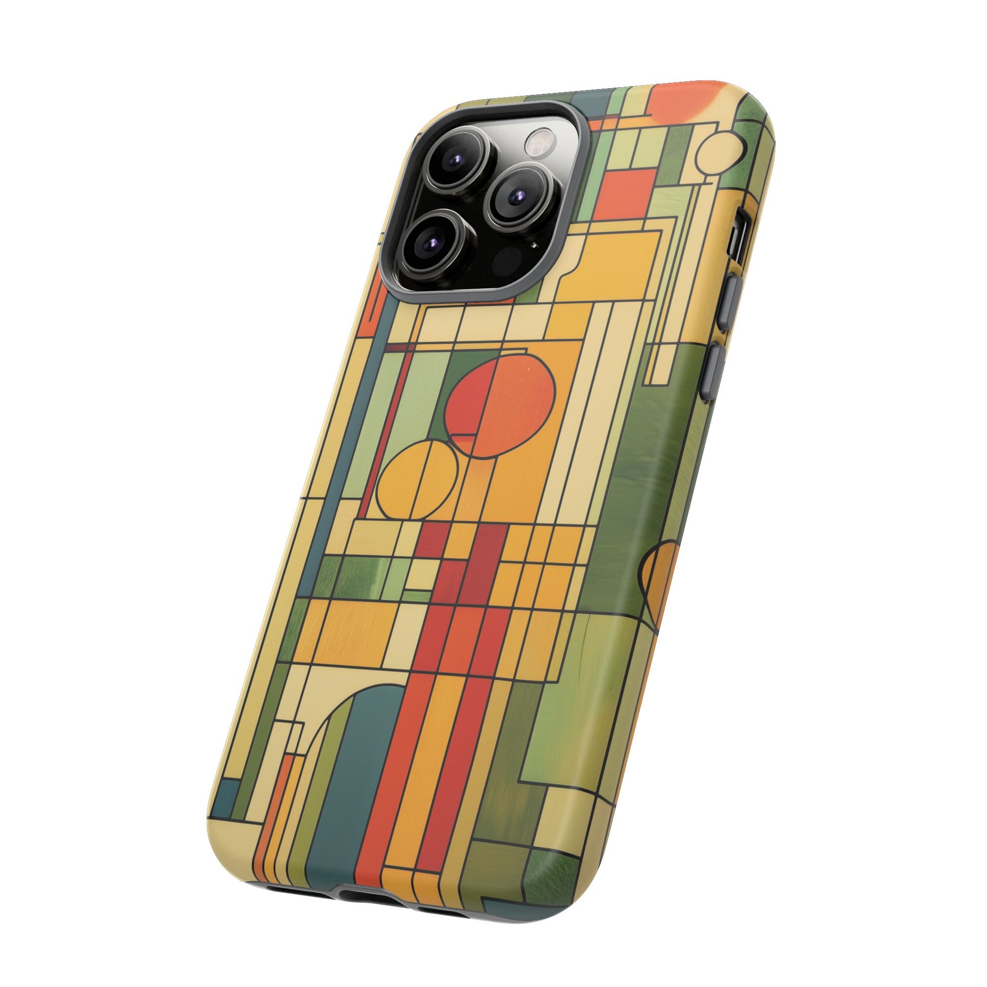 Frank Lloyd Wright Inspired Prairie Style Usonian Phone Case Geometric Stained Glass Art Deco 13 14 15 16 iPhone Pro Max Galaxy Pixel