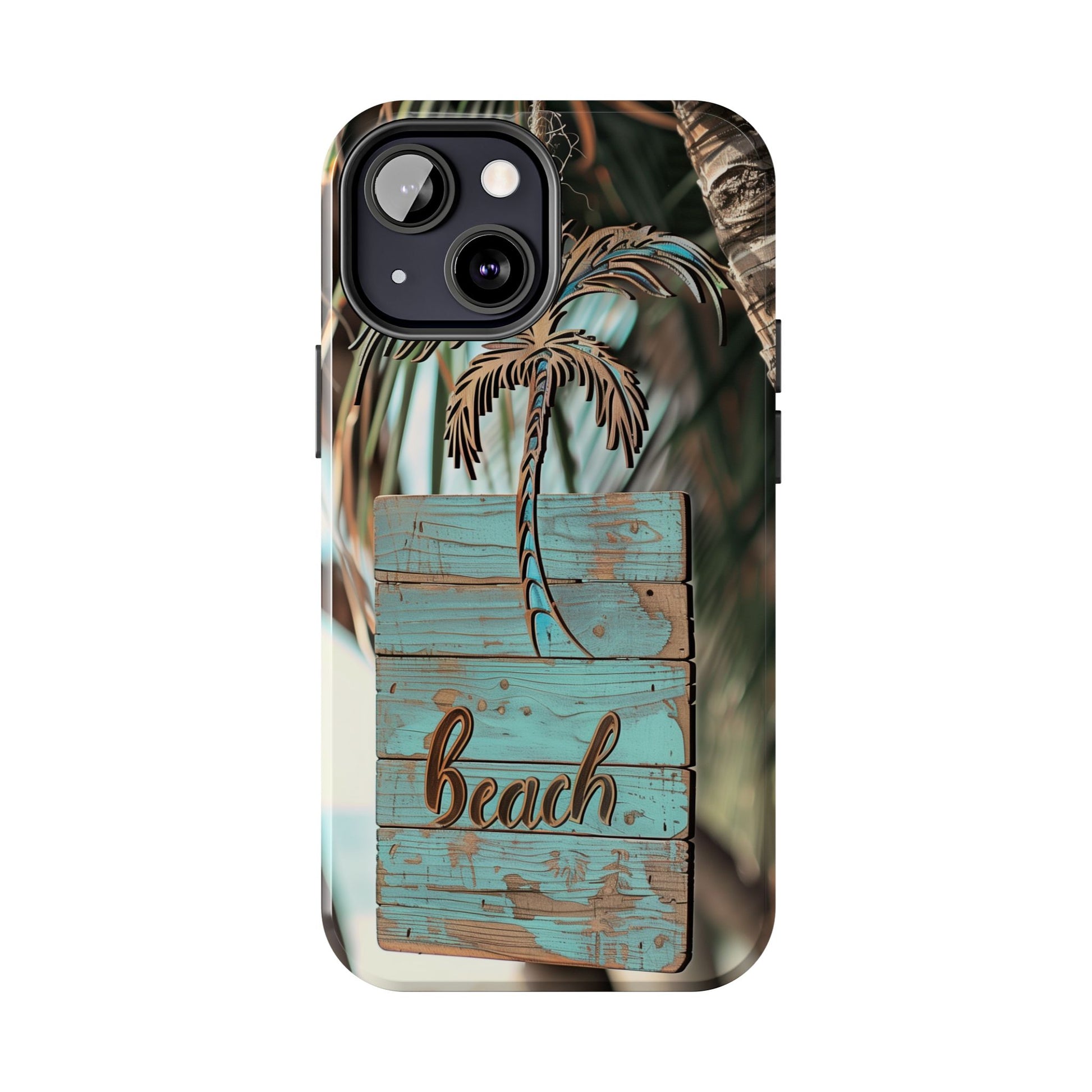 Durable Phone Case with Palm Tree Charm