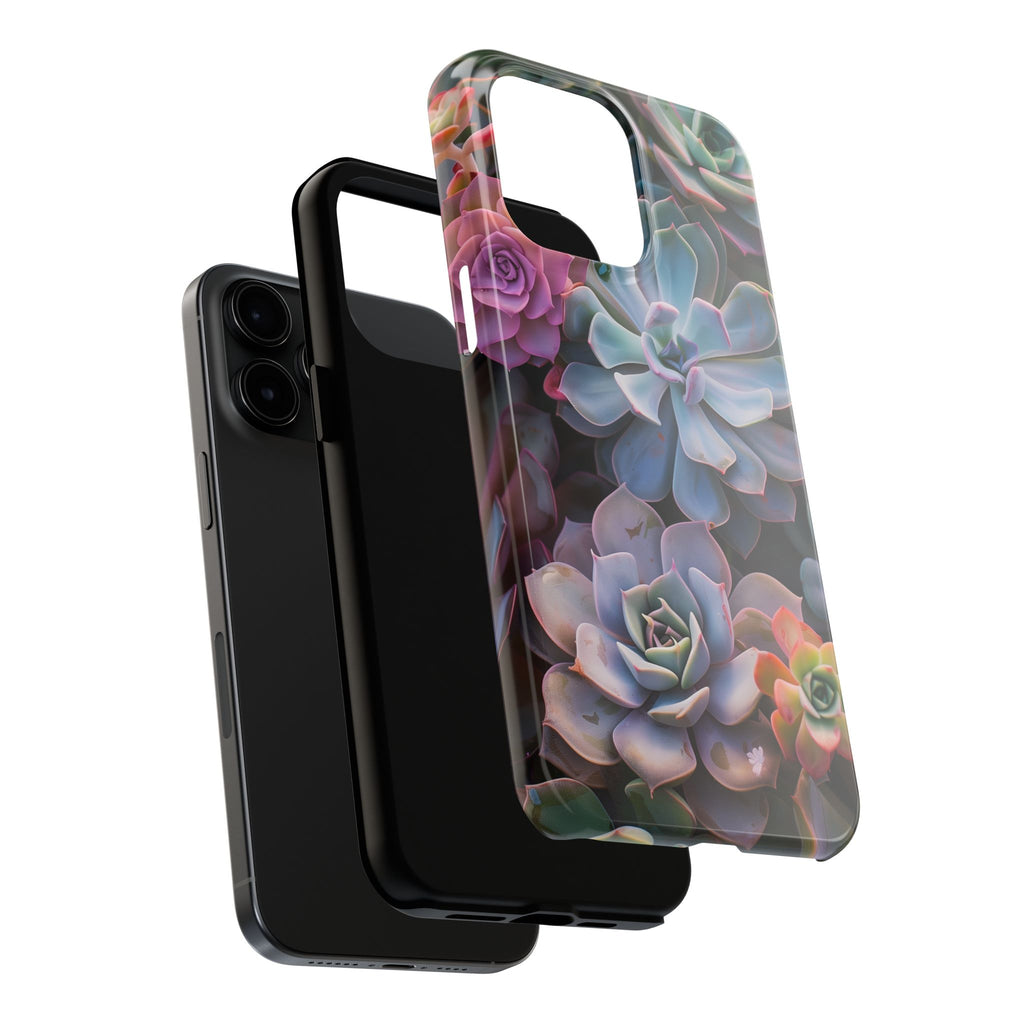Pastel Succulent Flower Design Durable Phone Case - Tough Protection for iPhones