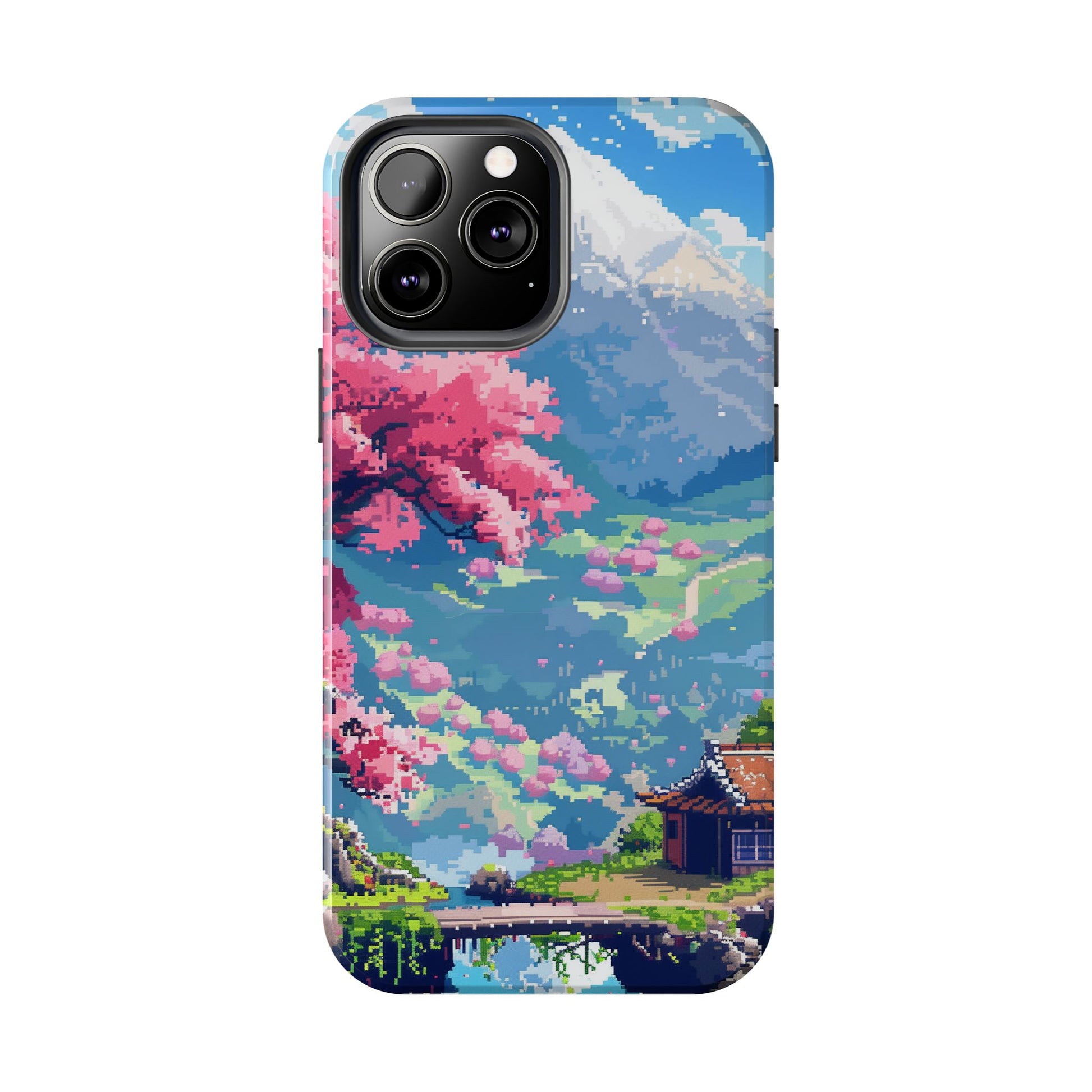 Pixel Art Video Game Landscapes Phone Case, Retro Gaming Pixelated Design, Geeky Gamer Phone Cover, Unique Video Game Art Accessories