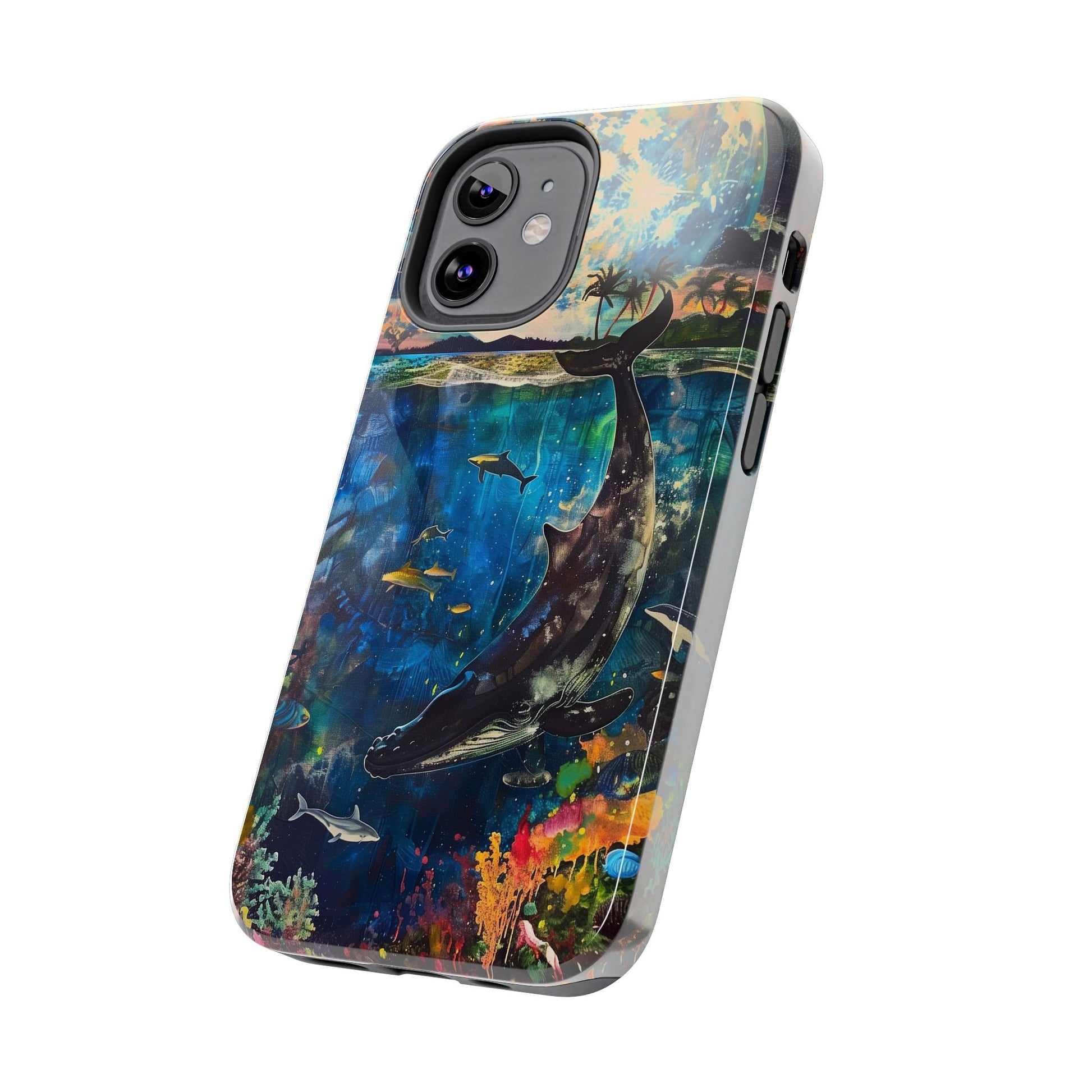 Abstract Moonlit Whale Underwater Phone Case - Durable and Stunning Protective Cover