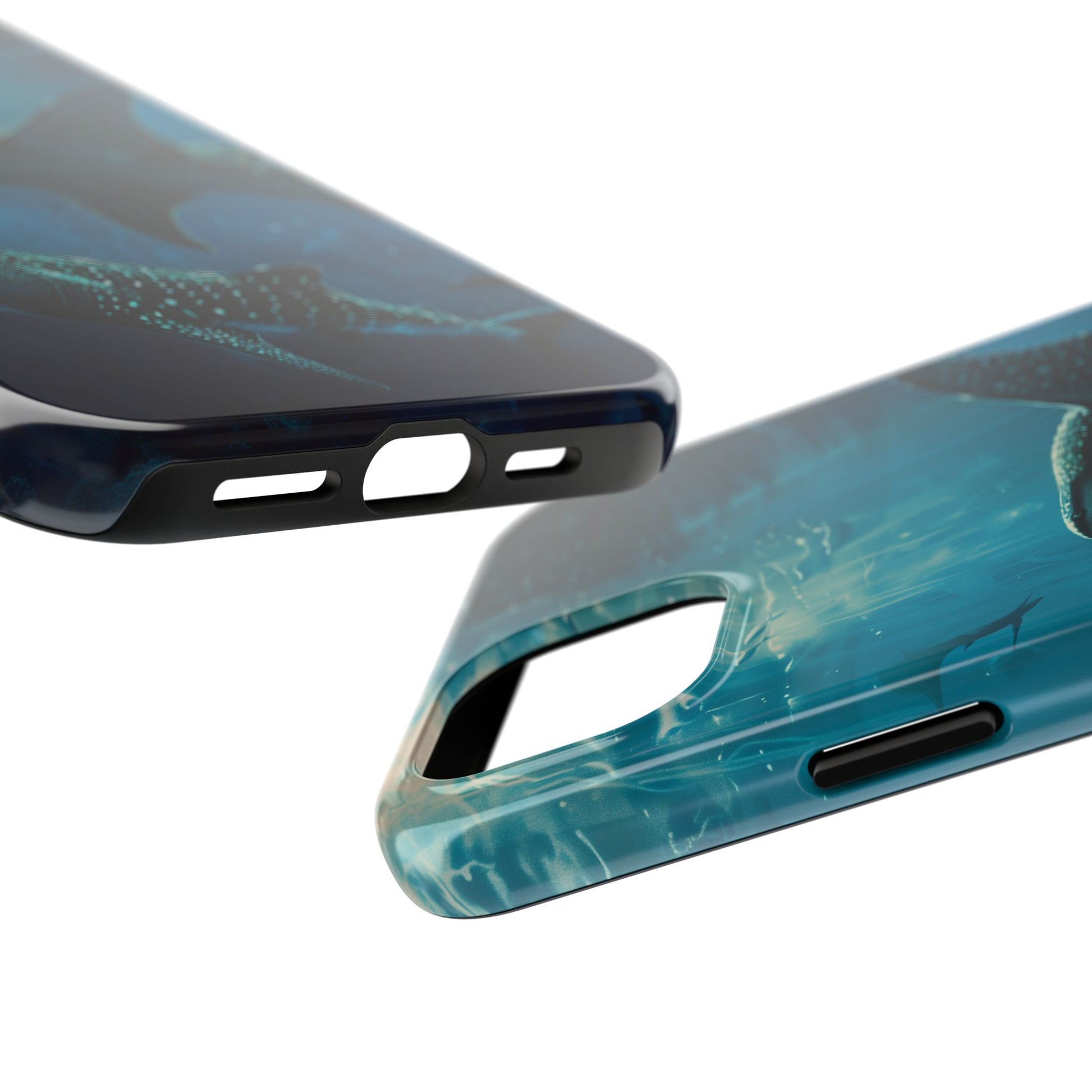 Tranquil Trio: Three Whale Sharks Tough Phone Case
