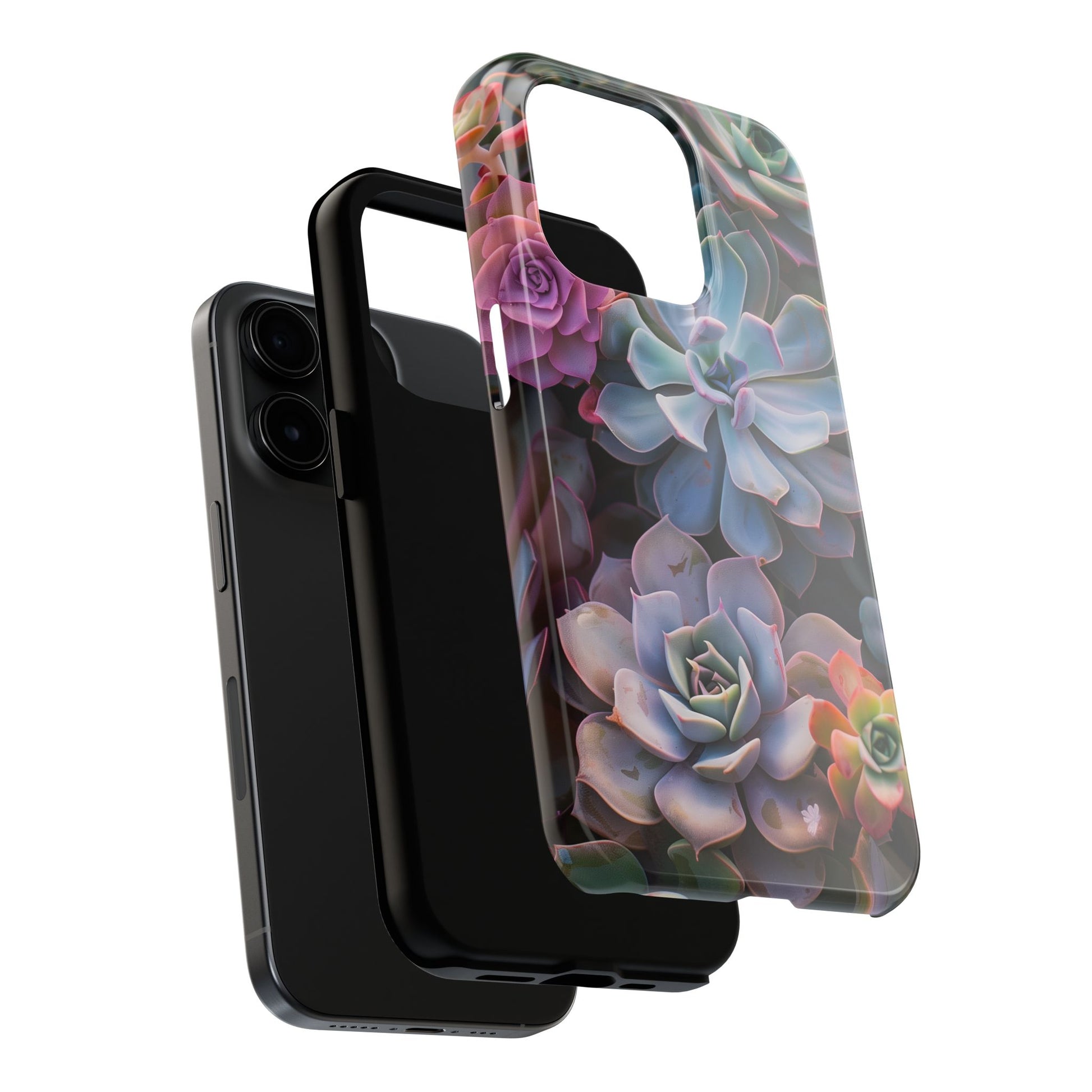 Pastel Succulent Flower Design Durable Phone Case - Tough Protection for iPhones