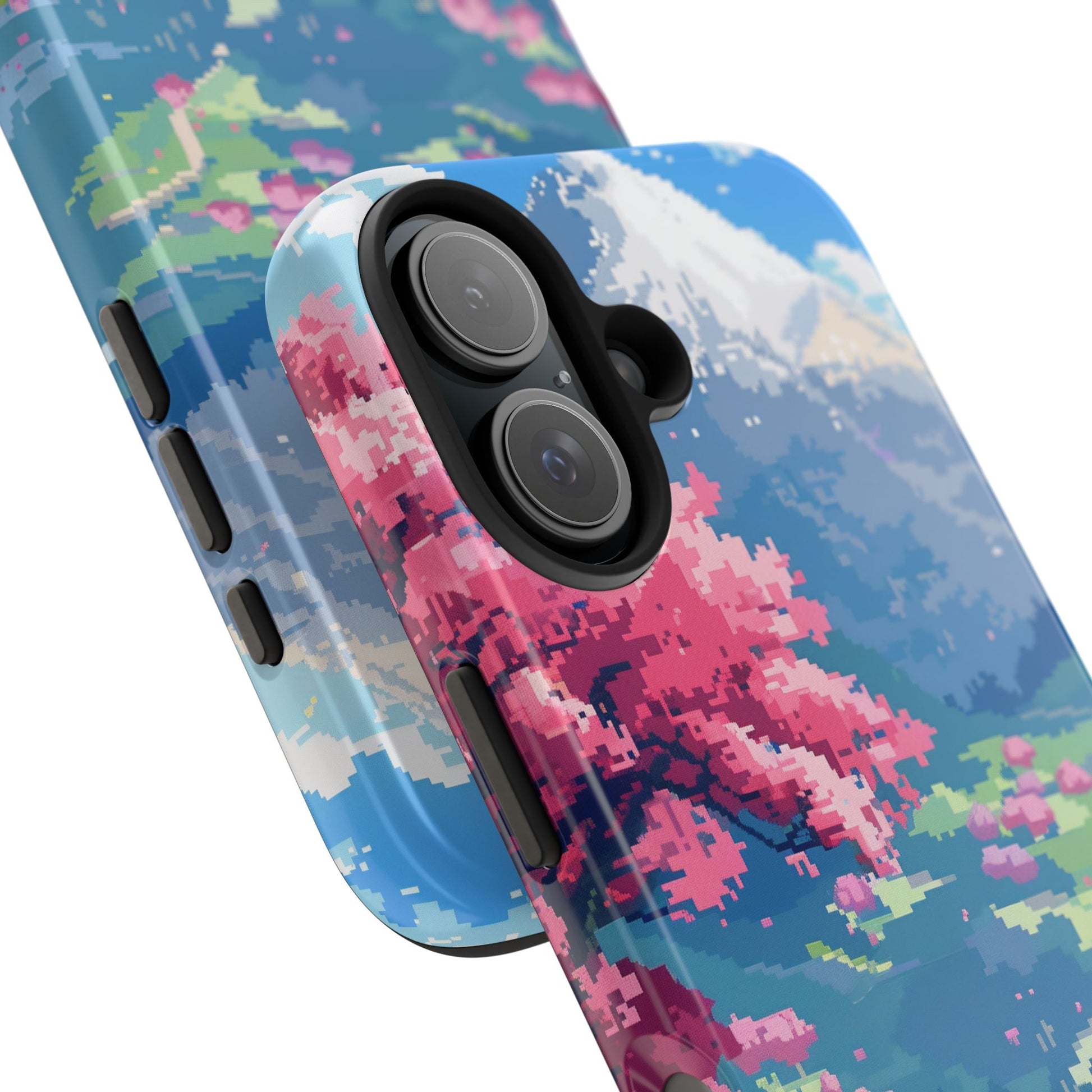 Pixel Art Video Game Landscapes Phone Case, Retro Gaming Pixelated Design, Geeky Gamer Phone Cover, Unique Video Game Art Accessories