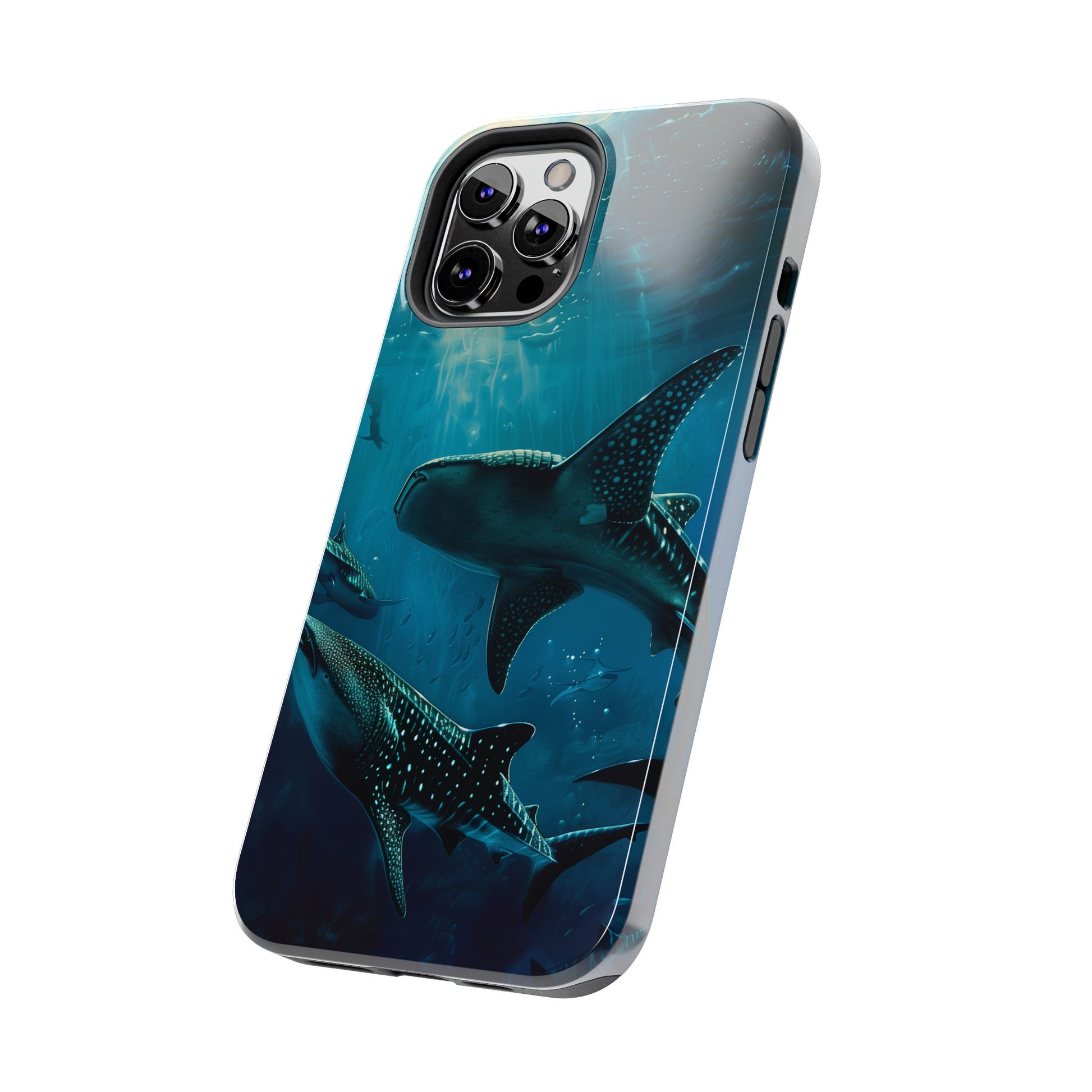 Tranquil Trio: Three Whale Sharks Tough Phone Case
