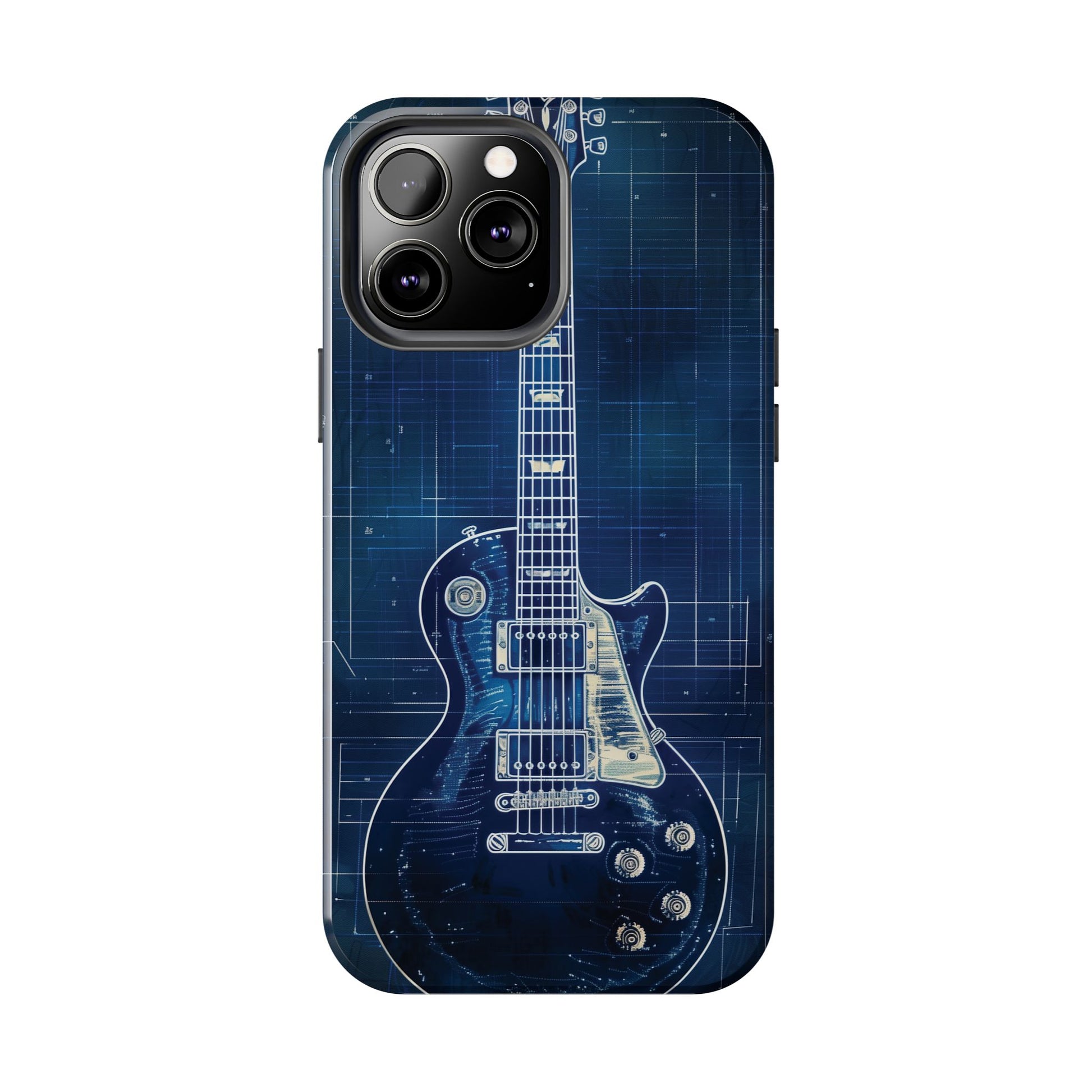 Guitar Phone Case, Guitar Blueprint iPhone Cover, Vintage Guitar Design, Custom iPhone Covers, Rock Music Phone Accessories, Musician Gift