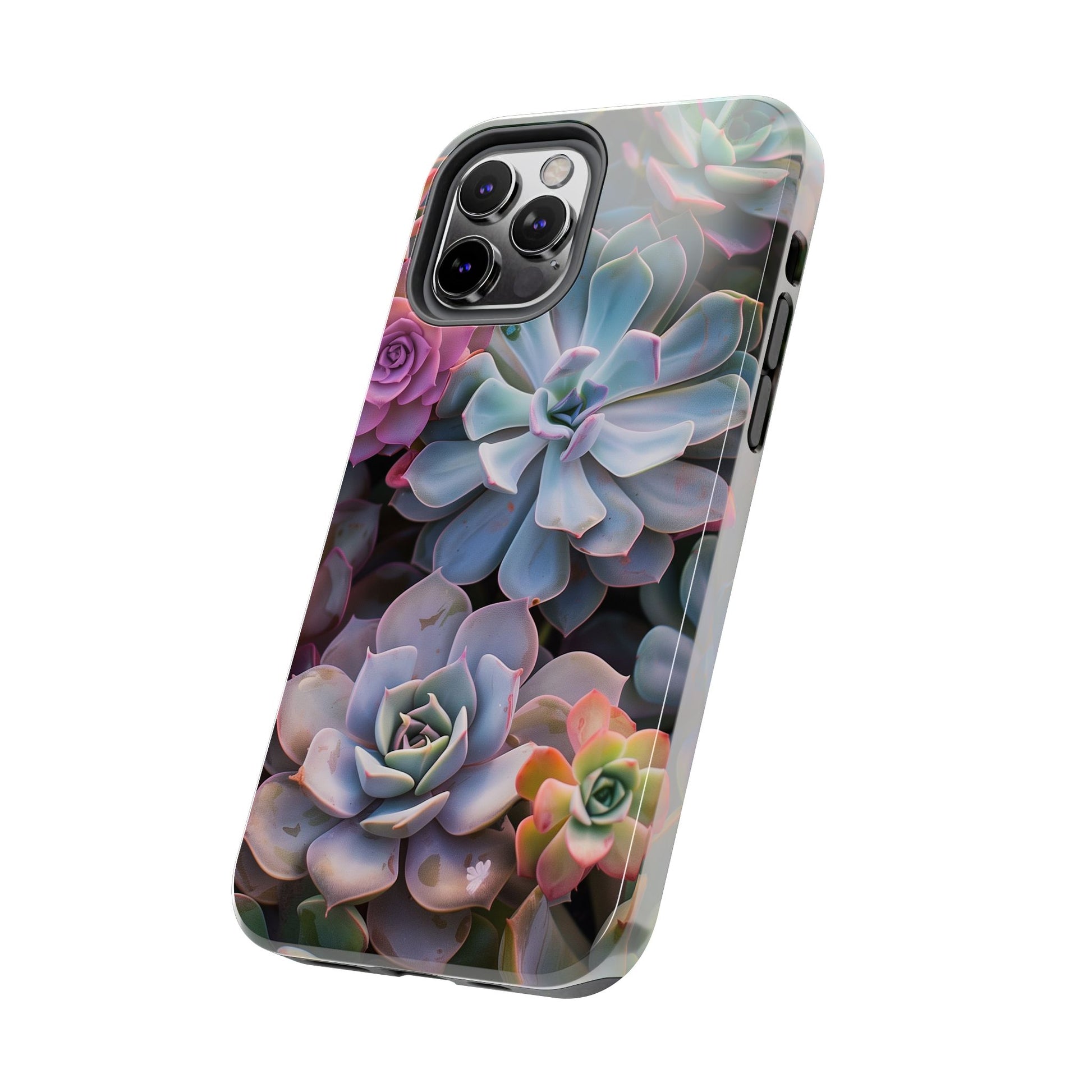 Pastel Succulent Flower Design Durable Phone Case - Tough Protection for iPhones