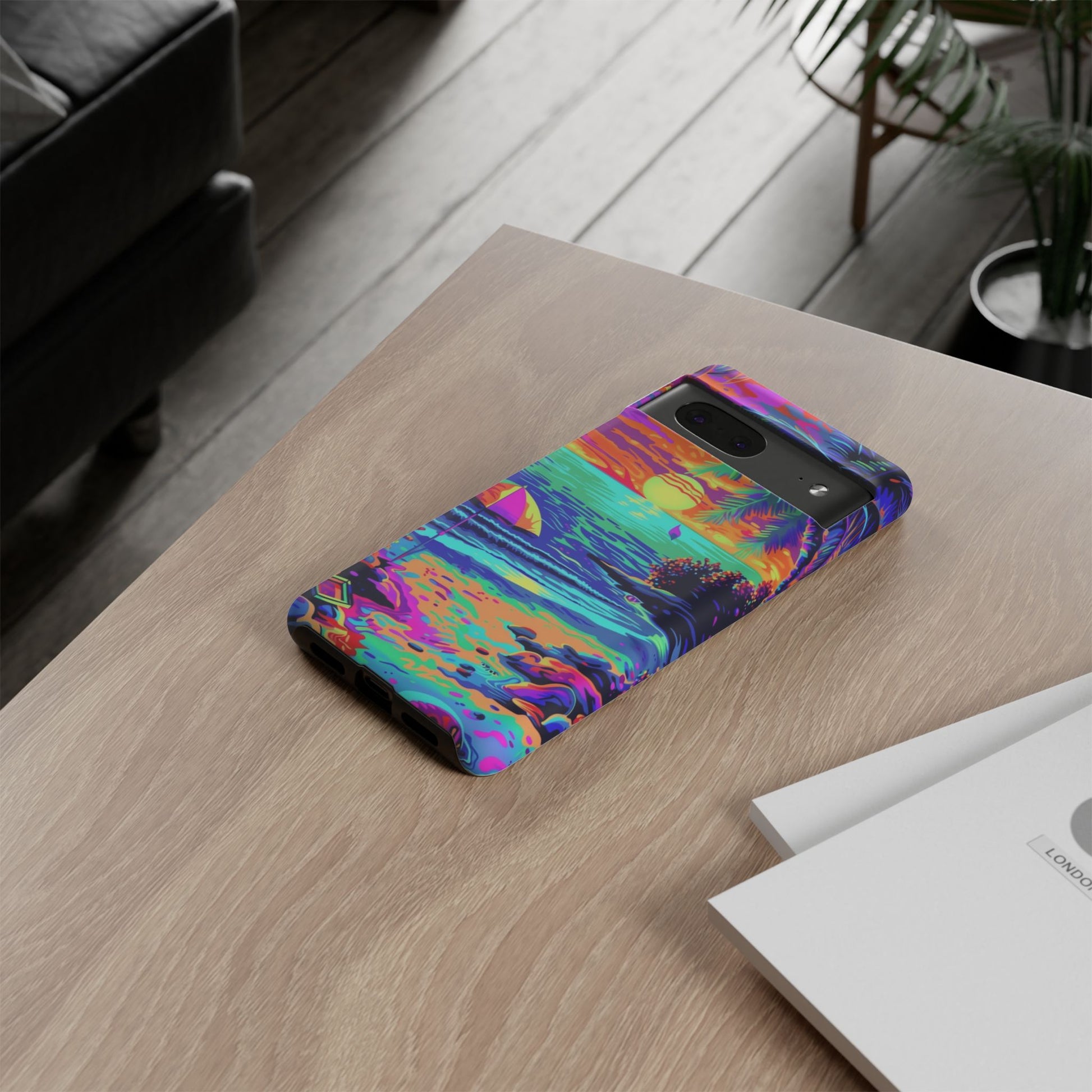 Beach Bliss: Durable Android Phone Case with Lisa Frank Style