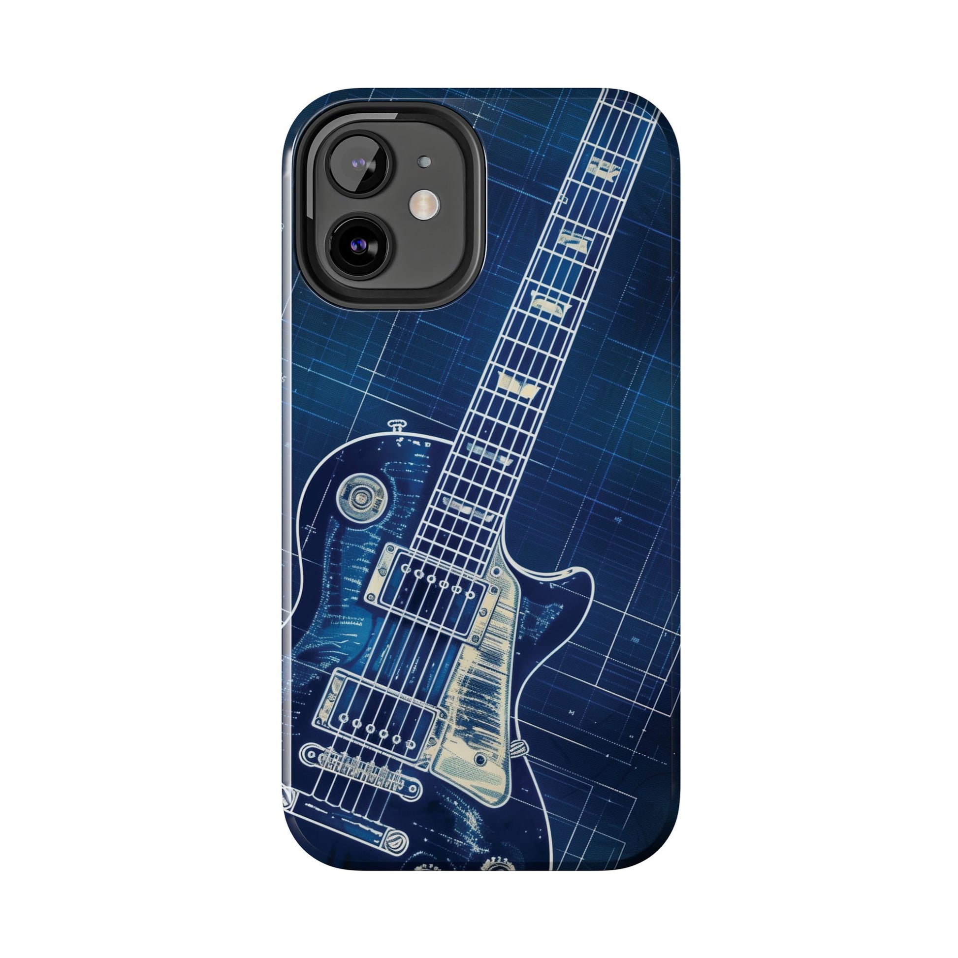 Guitar Phone Case, Guitar Blueprint iPhone Cover, Vintage Guitar Design, Custom iPhone Covers, Rock Music Phone Accessories, Musician Gift