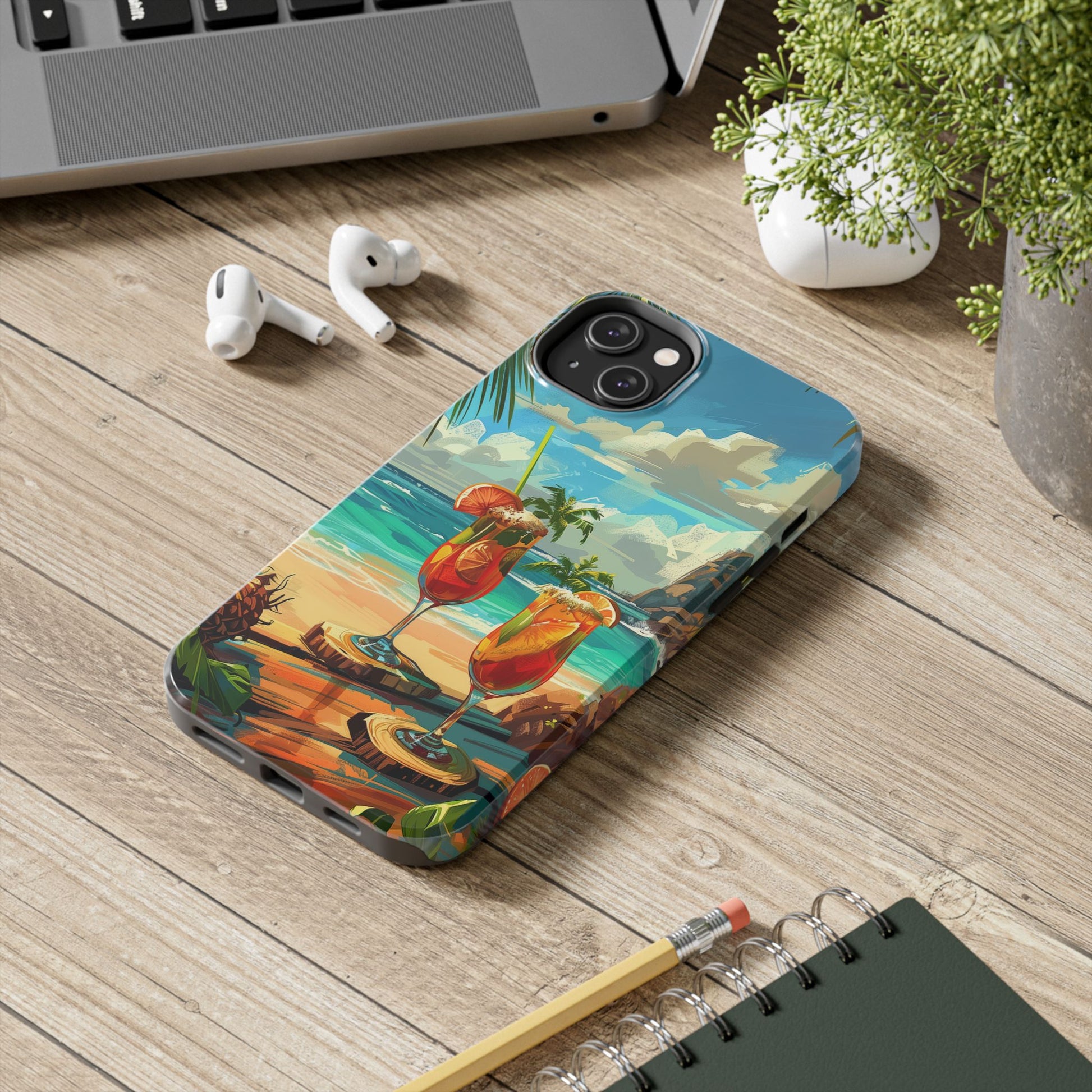 Retro Beach Scene Phone Case, Vintage Tropical Ocean iPhone Case, Summer Beach Phone Cover for iPhone, iphone 15 pro max
