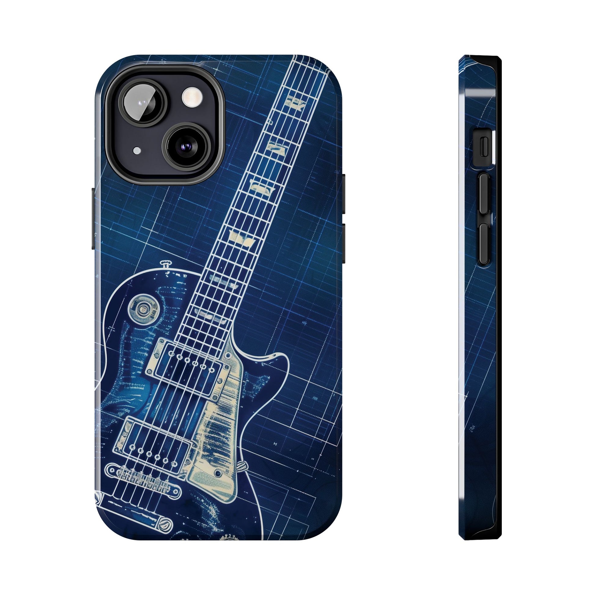 Guitar Phone Case, Guitar Blueprint iPhone Cover, Vintage Guitar Design, Custom iPhone Covers, Rock Music Phone Accessories, Musician Gift